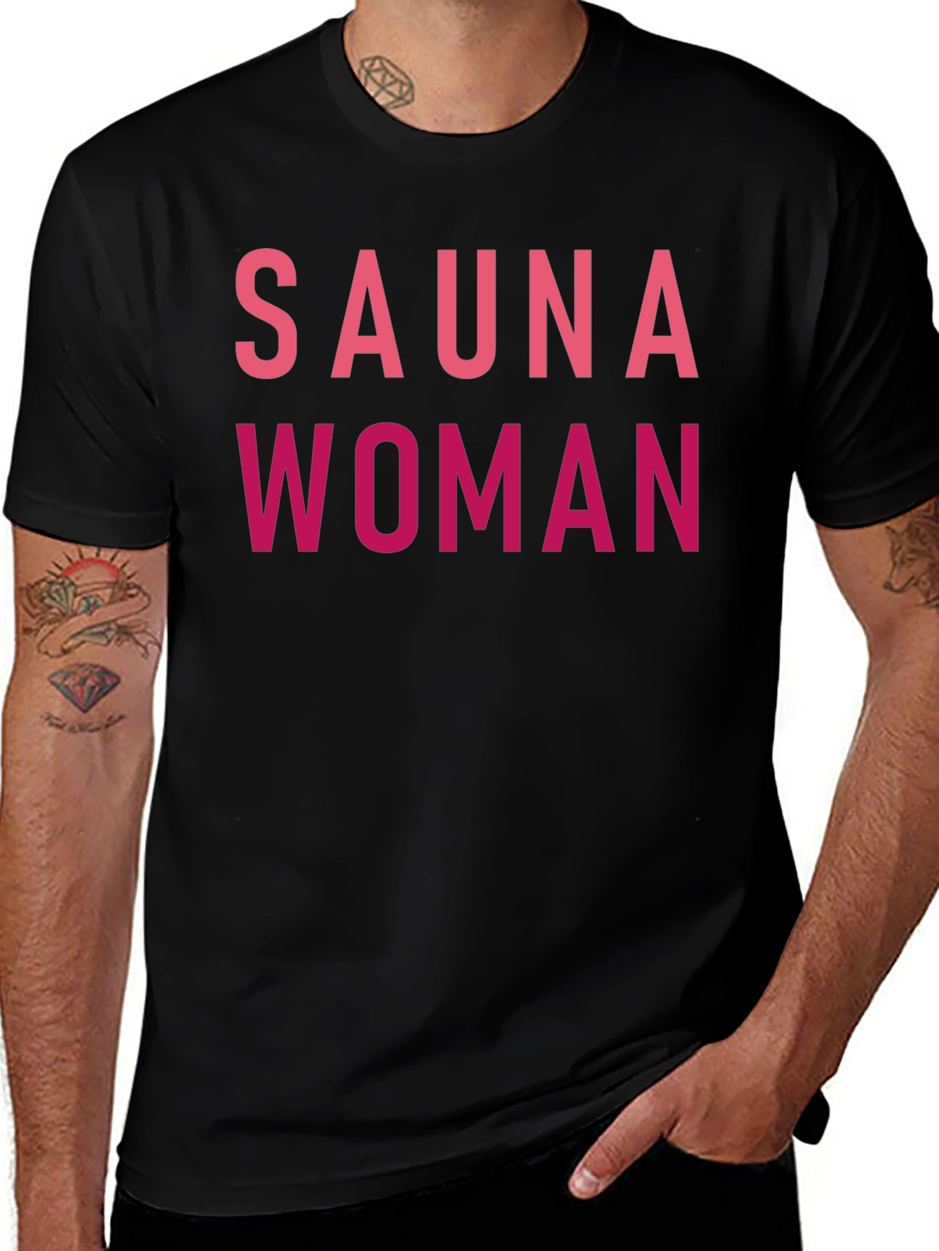 Variant 23 of Sauna Woman Graphic Tee - Black