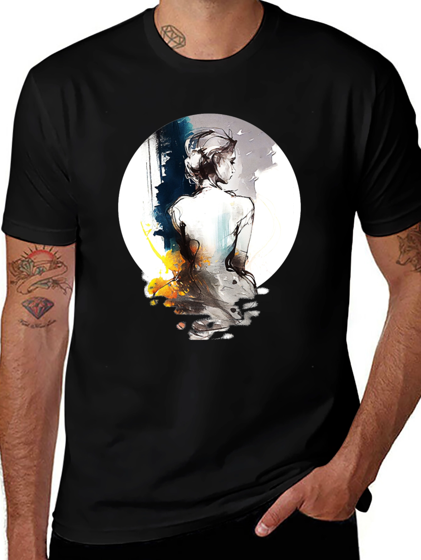 Variant 23 of Elegant Woman Graphic Black T-Shirt