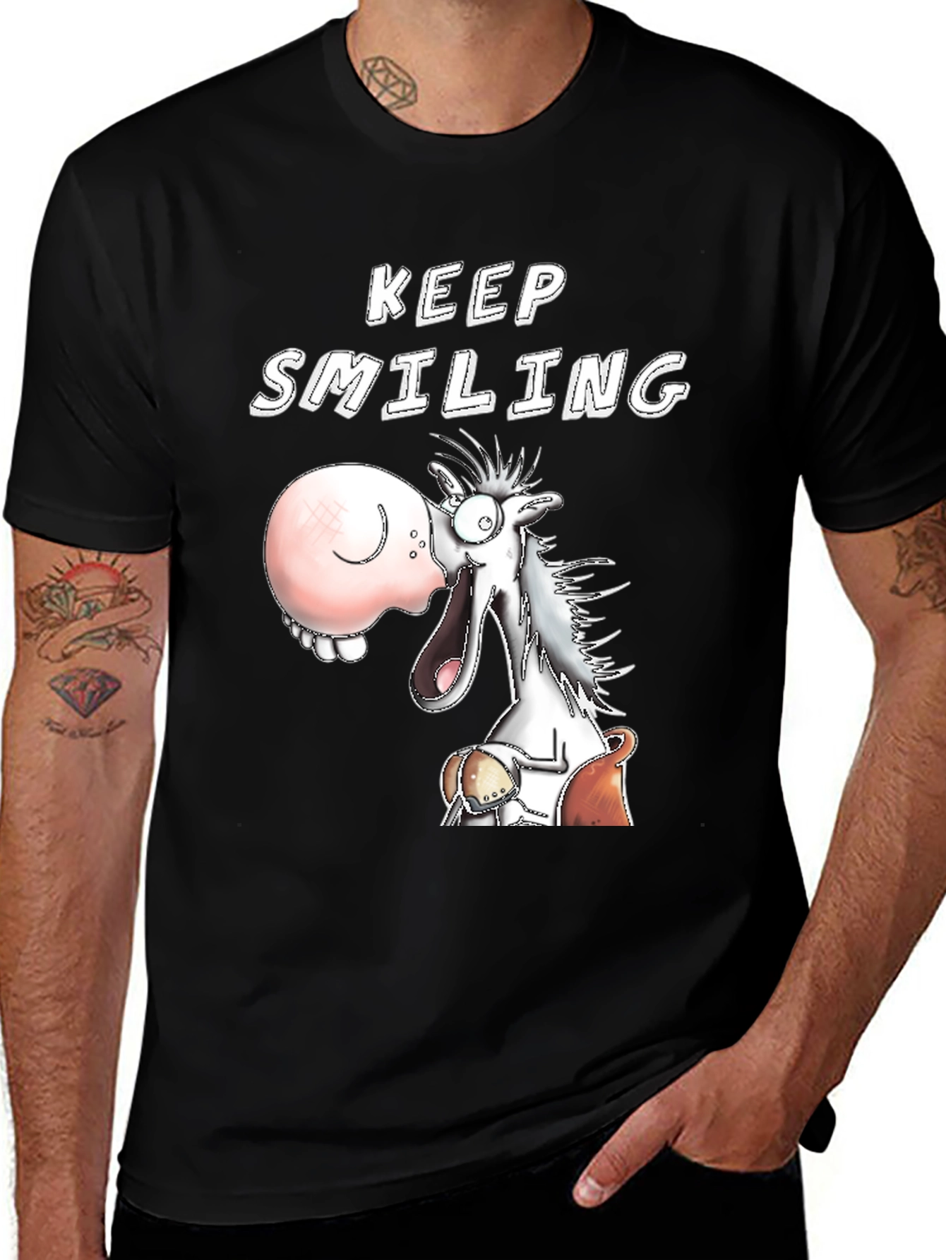 Variant 7 of Keep Smiling Funny Horse Cartoon T-Shirt
