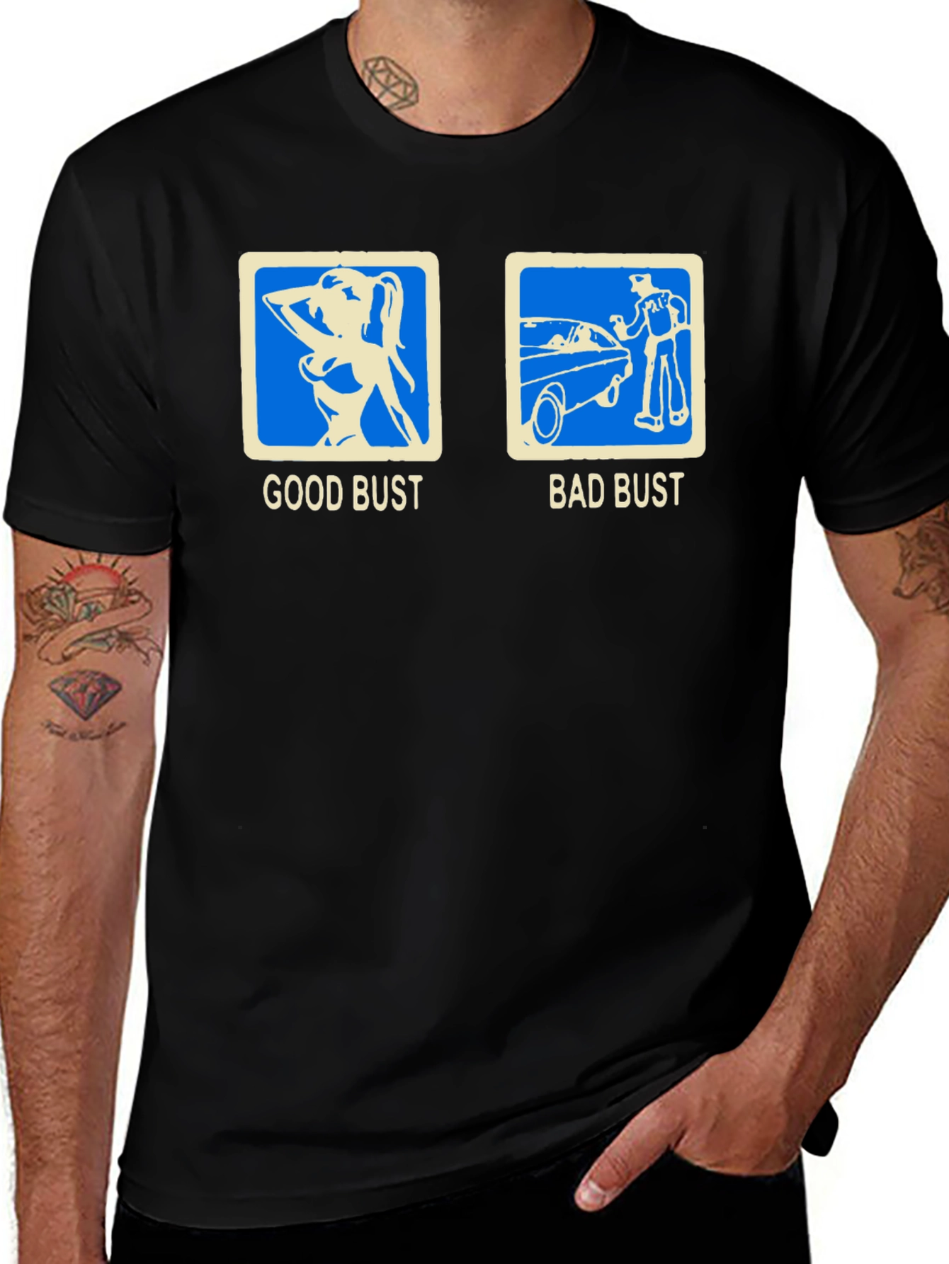 Variant 25 of Funny "Good Bust Bad Bust" Graphic T-Shirt