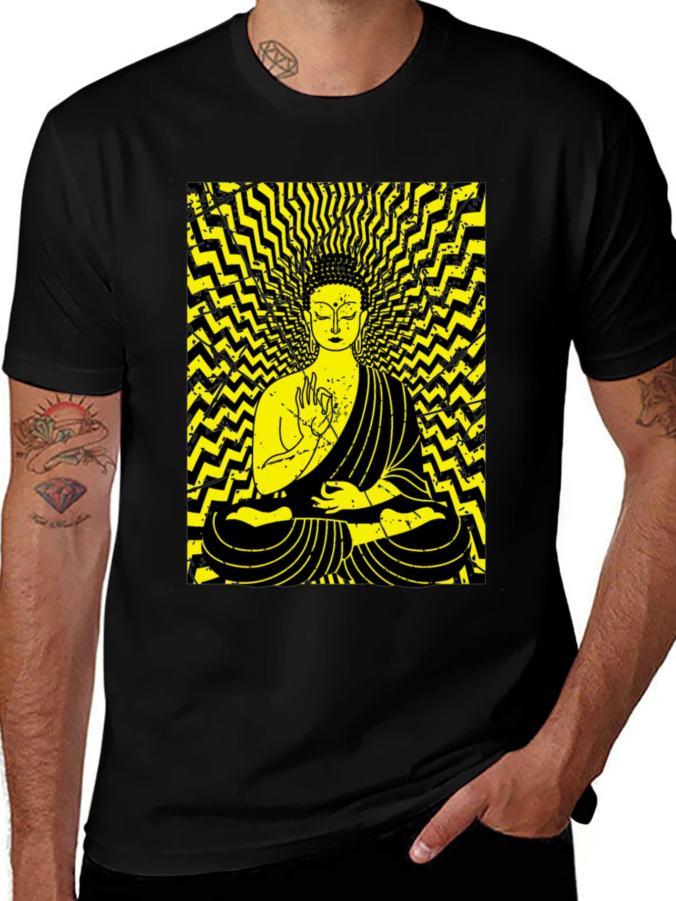 Variant 20 of Buddha Graphic Print Black T-Shirt