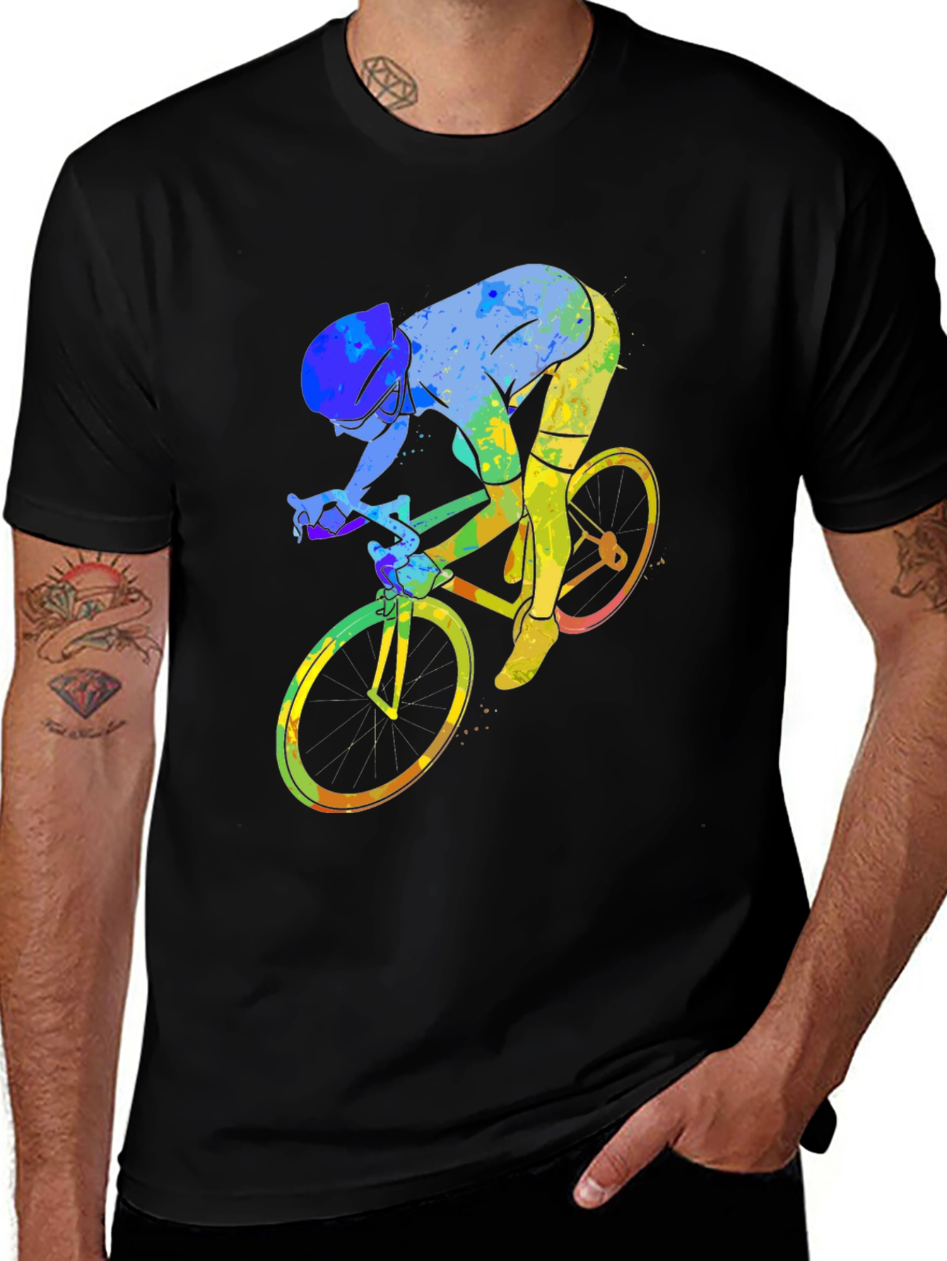 Variant 21 of Watercolor Cycling T-Shirt - Unique Design!
