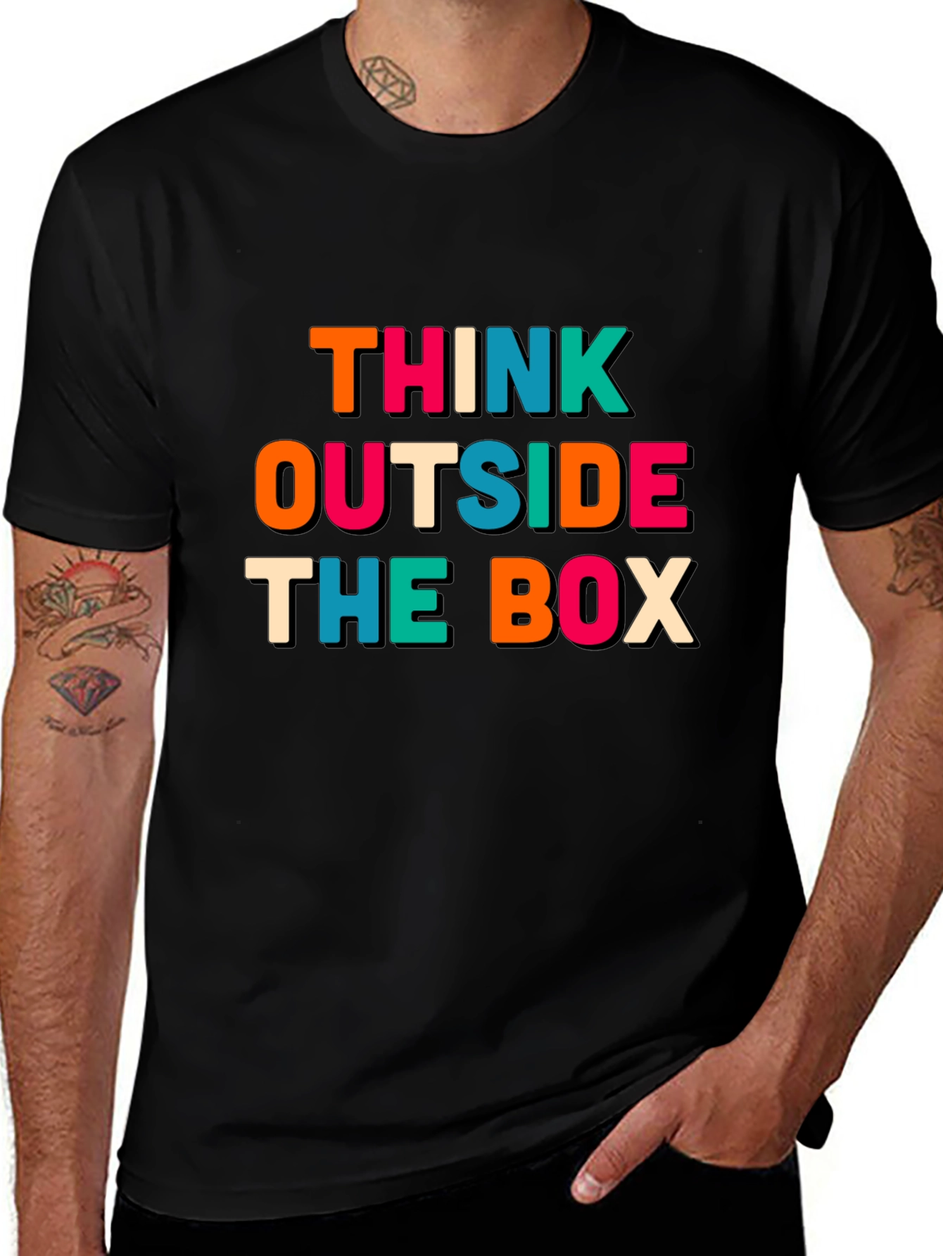 Variant 22 of Think Outside the Box Graphic Tee - Black