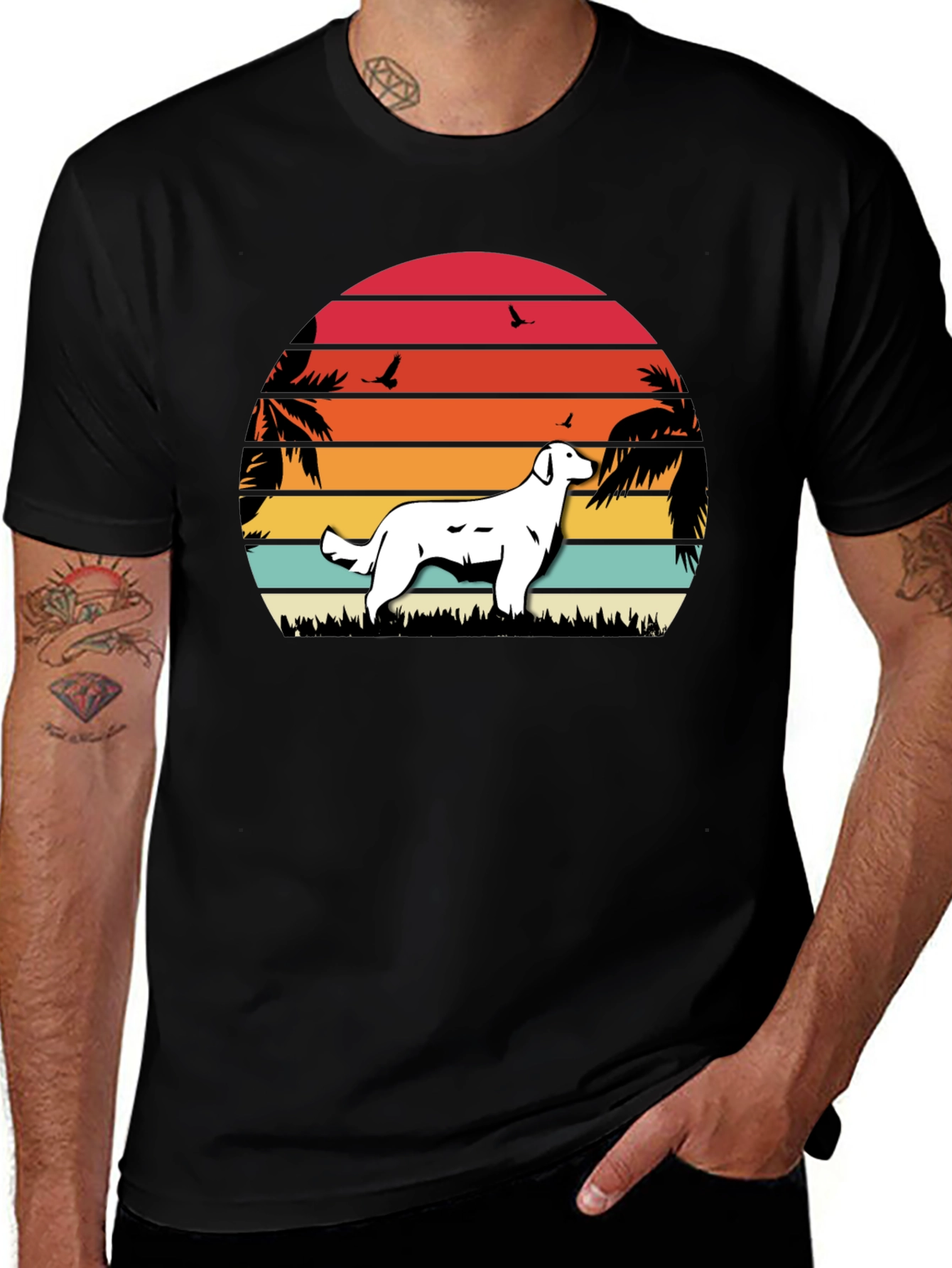 Variant 11 of Retro Dog Sunset T-Shirt - Perfect for Dog Lovers