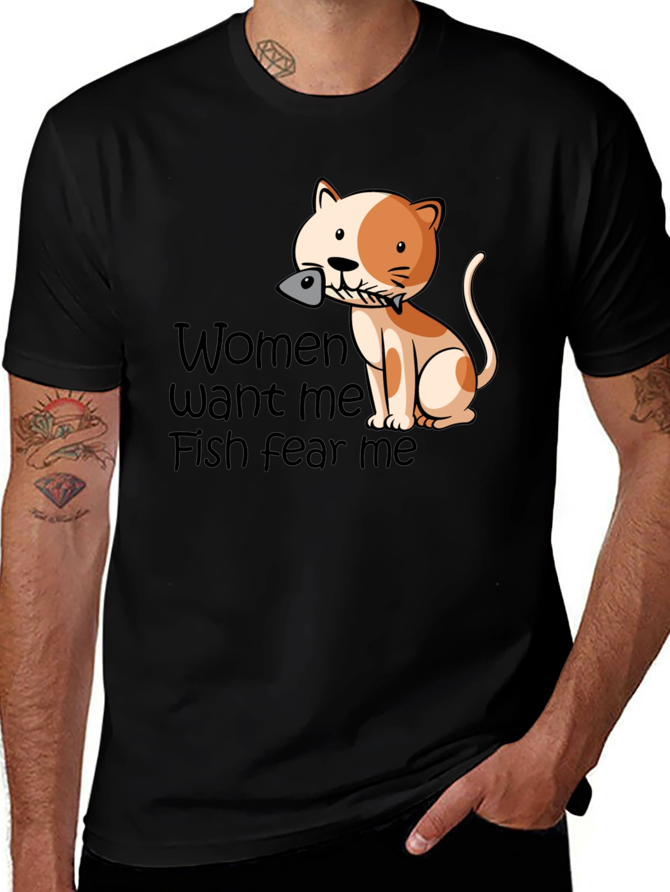 Variant 13 of Women Want Me Fish Fear Me T-Shirt Cat Lover