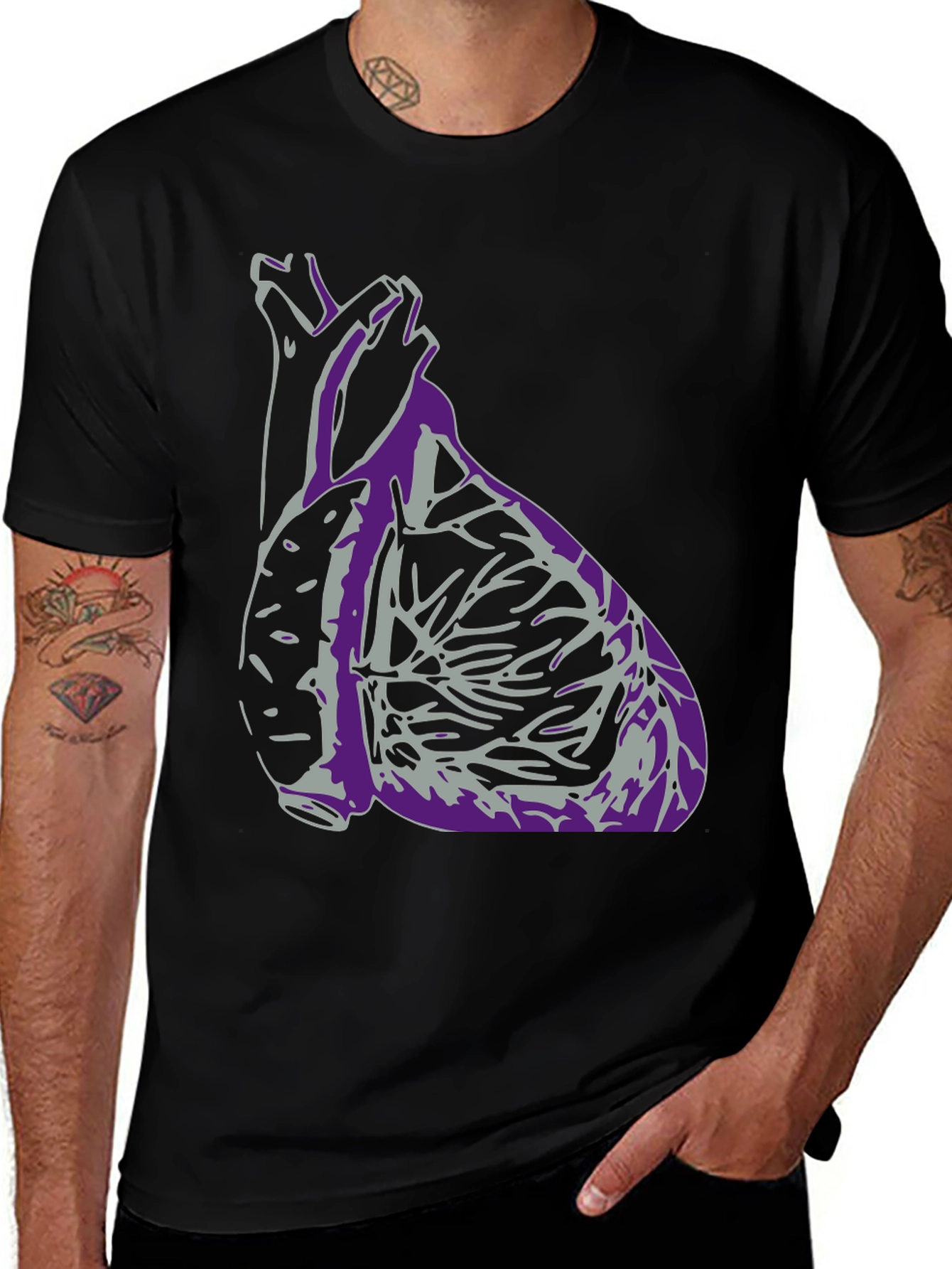 Variant 16 of Anatomical Heart Graphic T-Shirt - Black