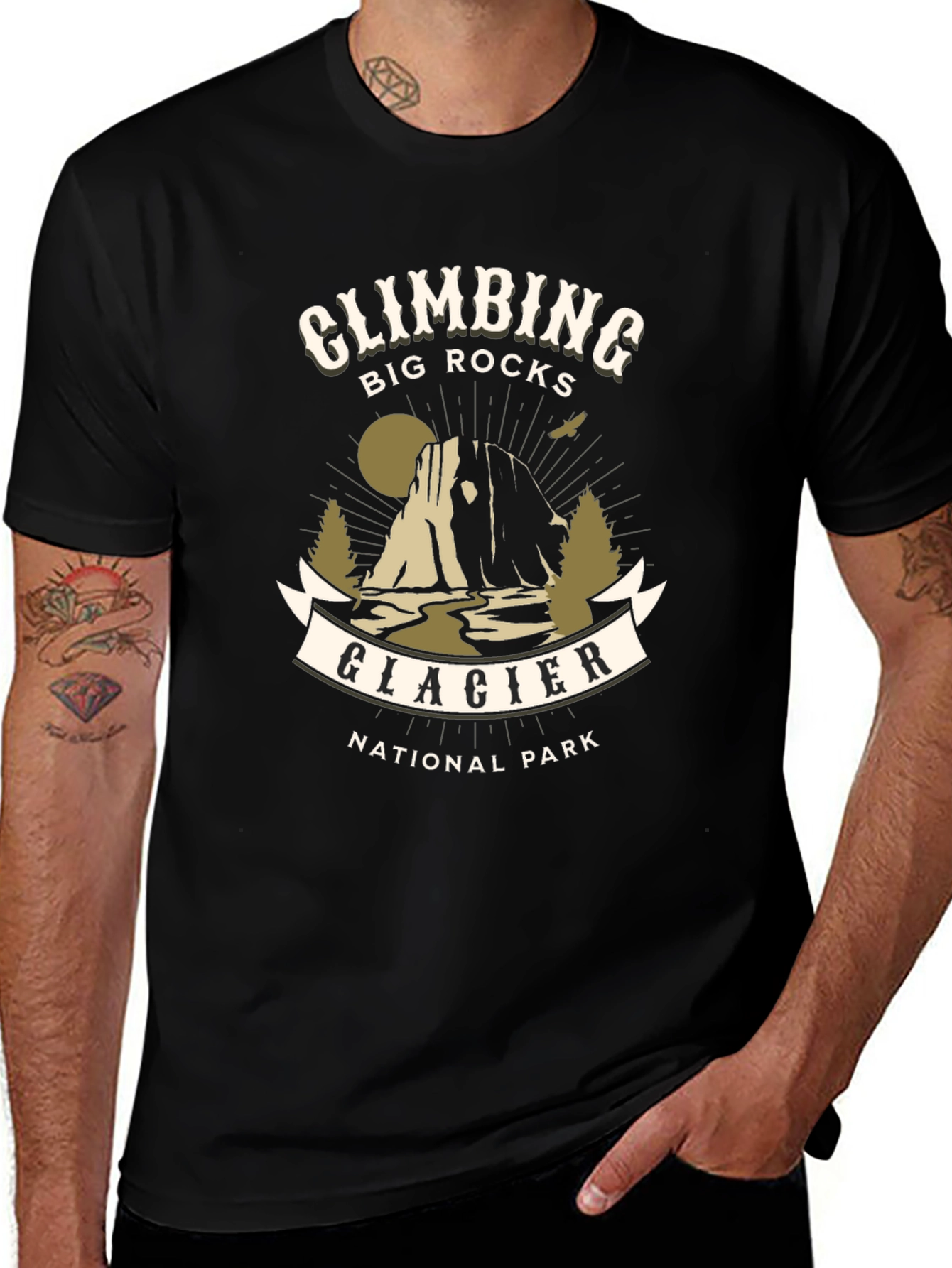 Variant 8 of Climbing Big Rocks Glacier National Park Graphic T-Shirt