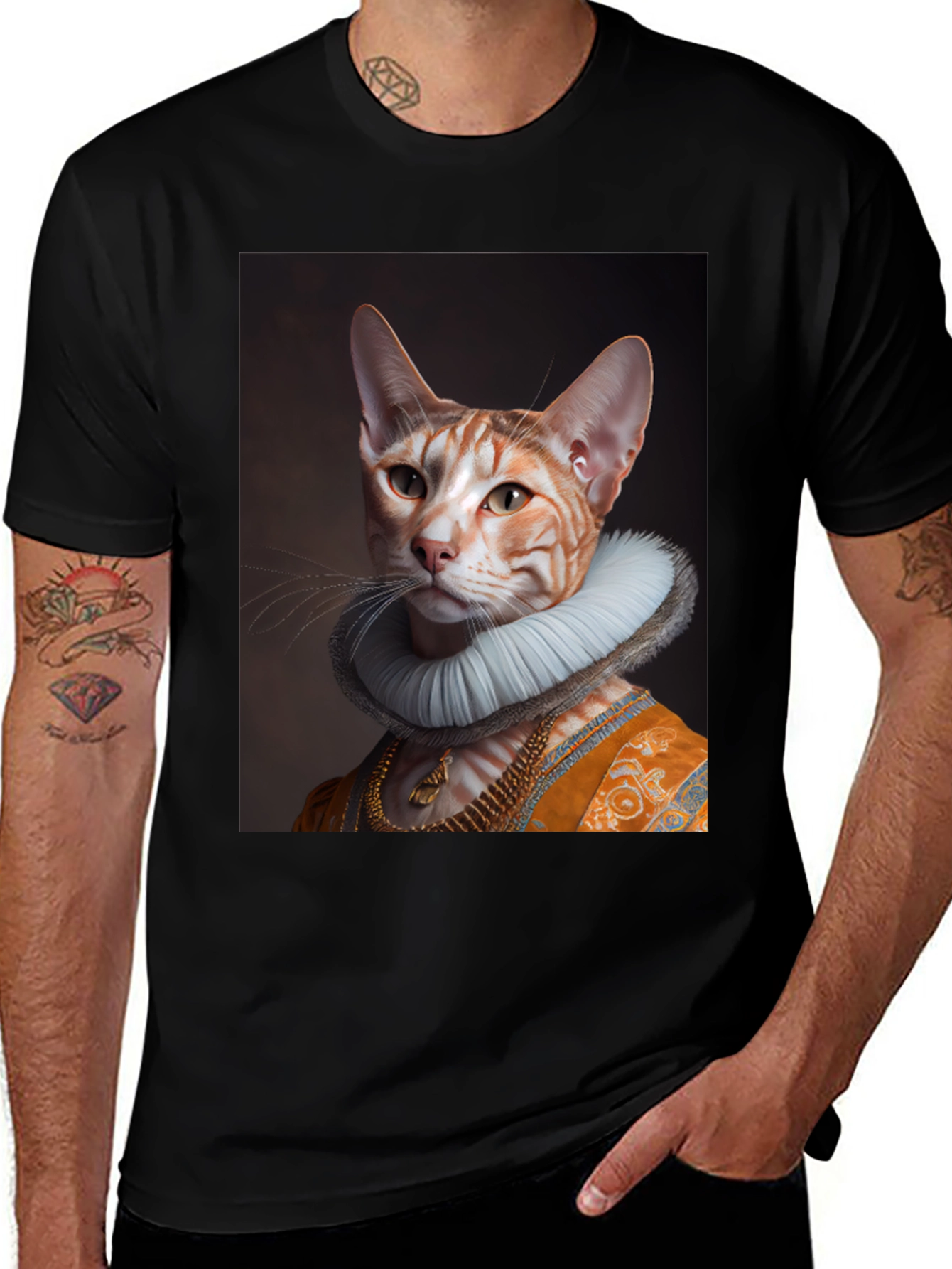 Variant 19 of Regal Cat T-Shirt - Orange Tabby Renaissance Portrait