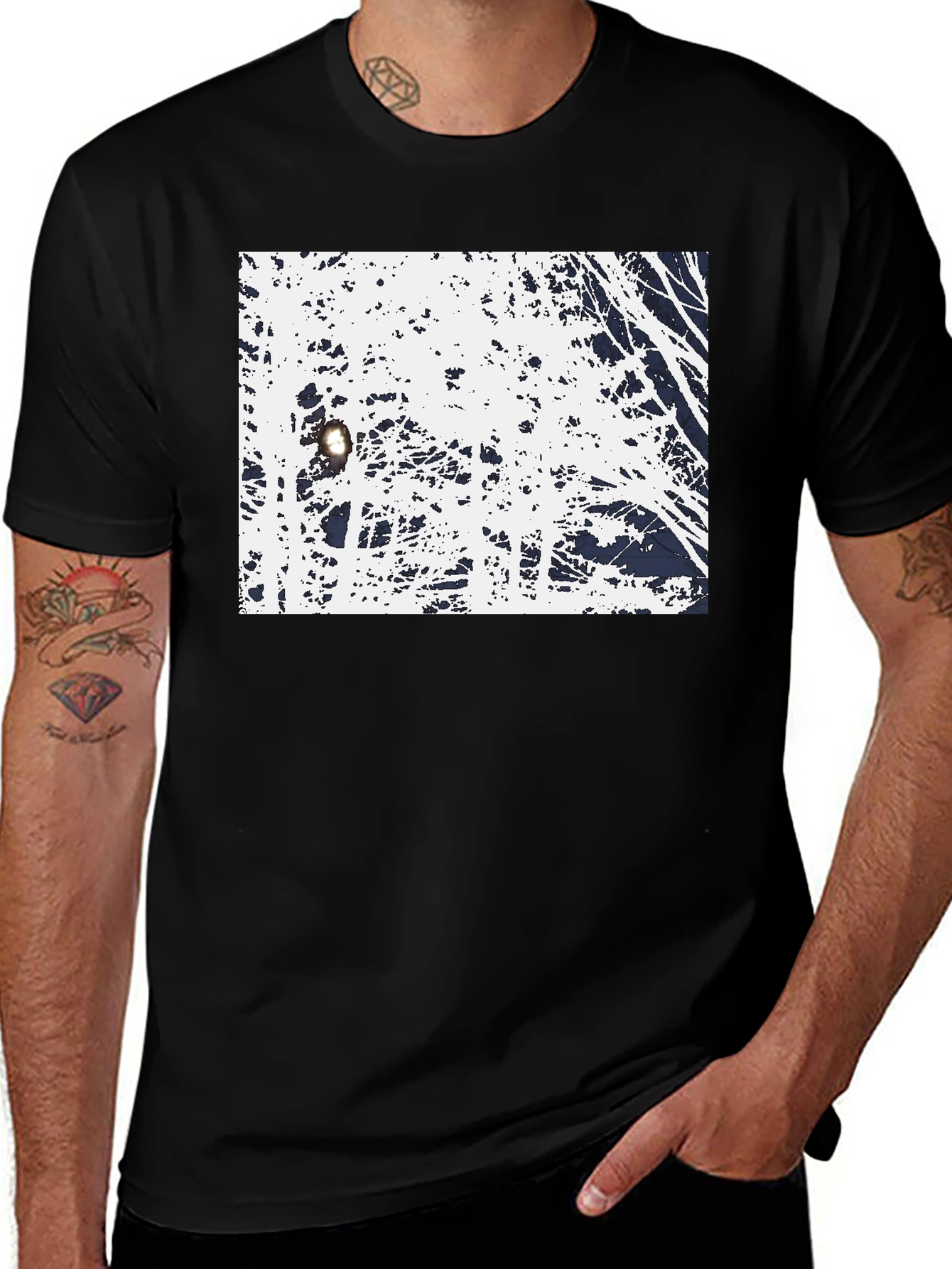 Variant 16 of Abstract Tree Branch Black Tee