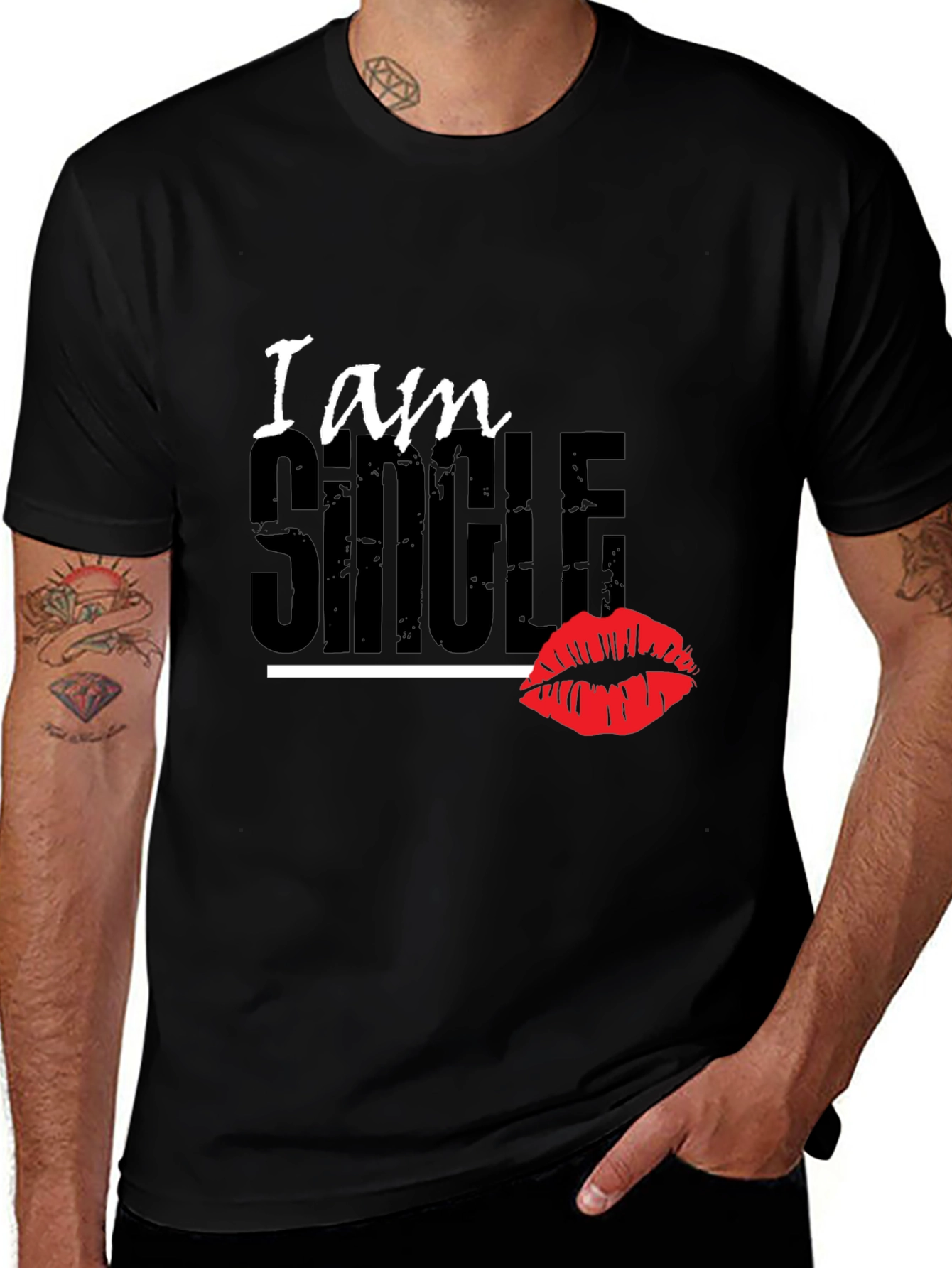 Variant 8 of I am SINGLE Graphic T-Shirt - Black