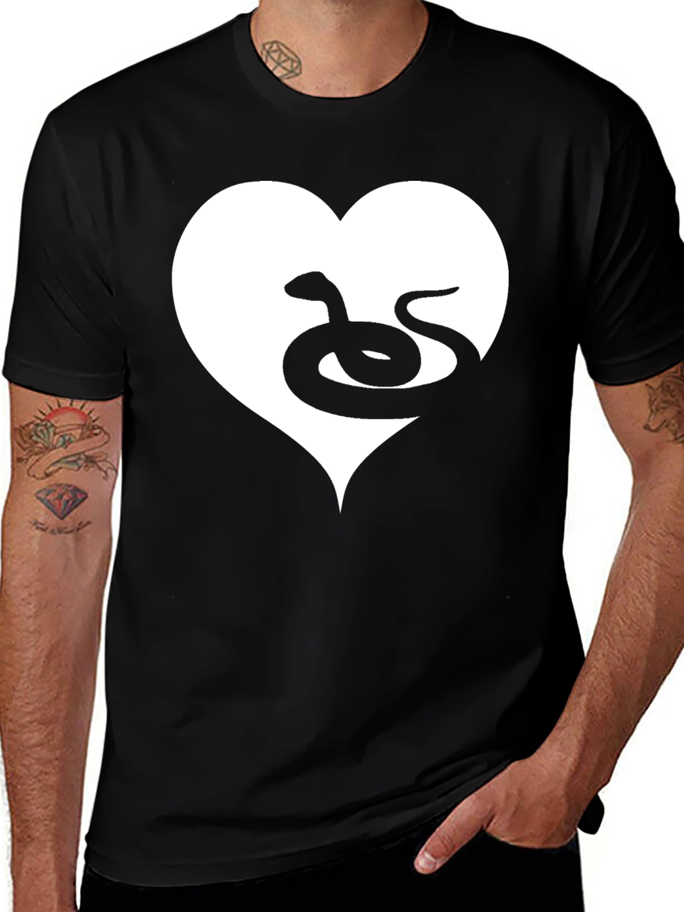 Variant 17 of Snake Heart Graphic T-Shirt - Black