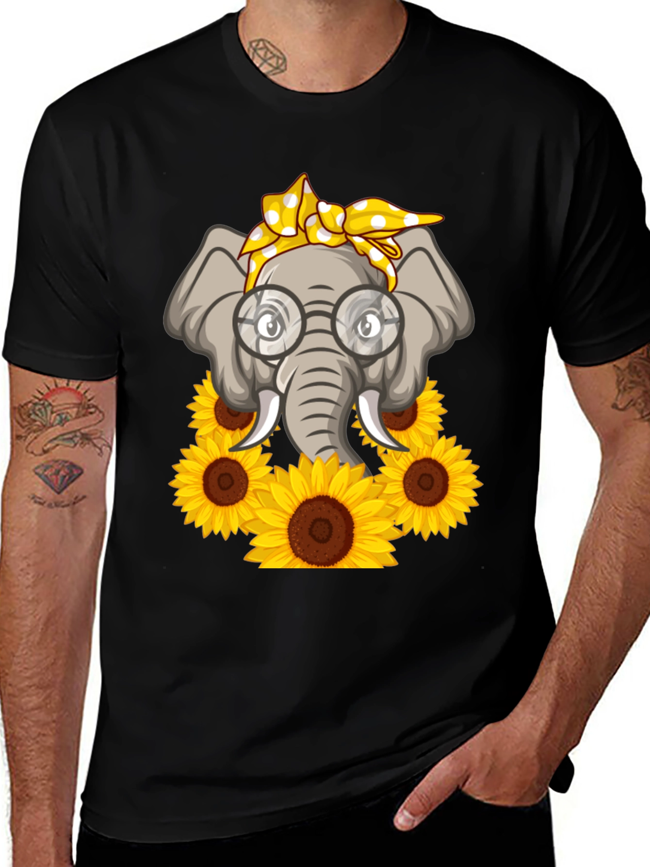 Variant 30 of Elephant Sunflower T-Shirt - Cute Graphic Tee
