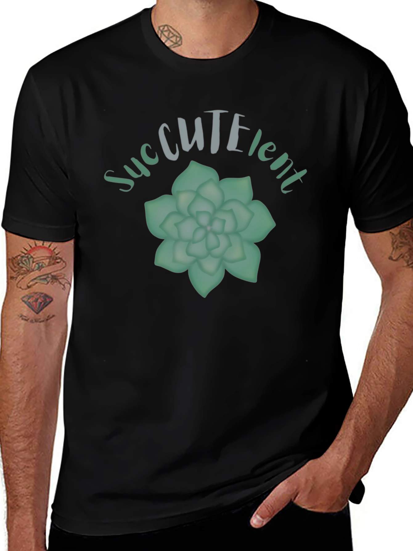 Variant 27 of Succulent Plant Graphic Black T-Shirt