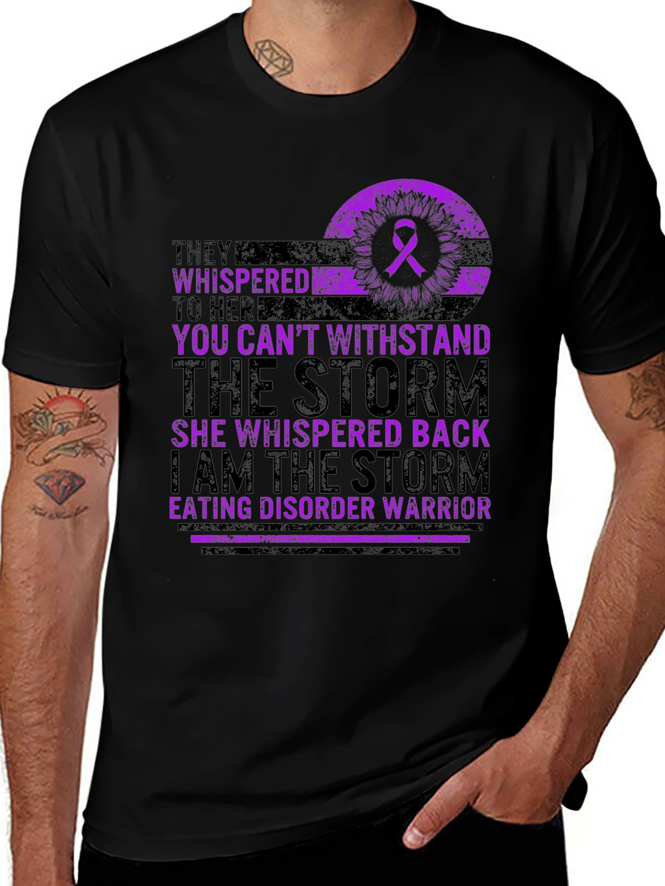 Variant 20 of Eating Disorder Warrior T-Shirt: Stand Against the Storm
