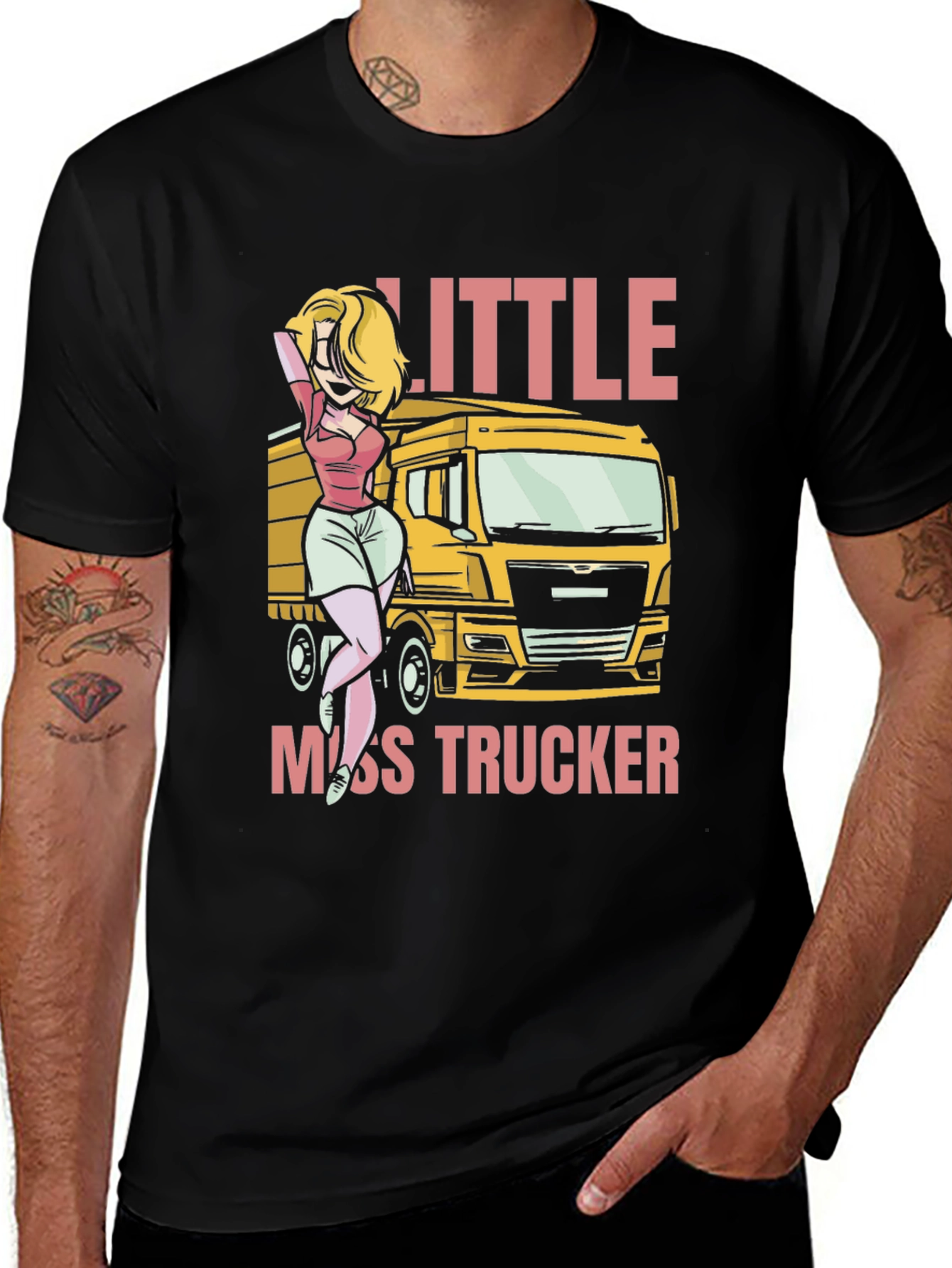 Black Little Miss Trucker T-Shirt - Bold Graphic Tee main image