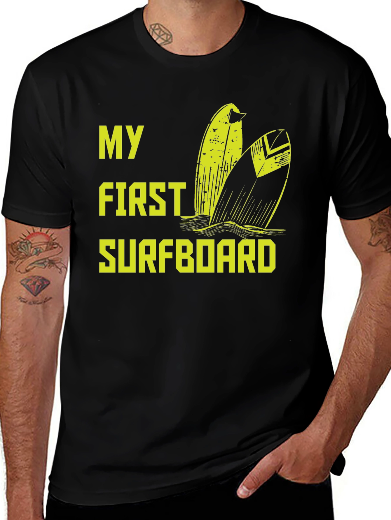Variant 29 of My First Surfboard Black Graphic Tee