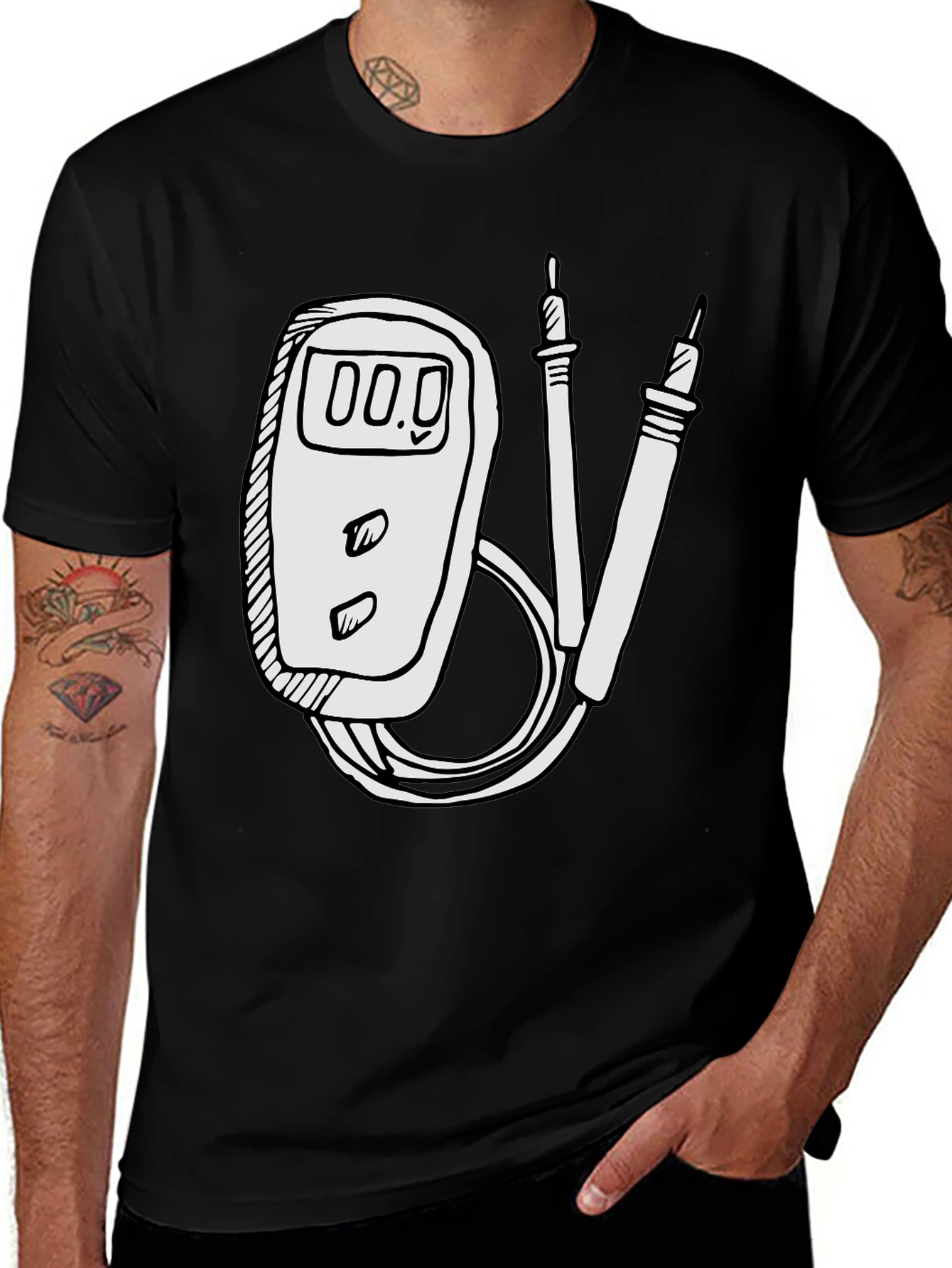 Variant 12 of Electrician Humor Tee: Multimeter Graphic T-Shirt