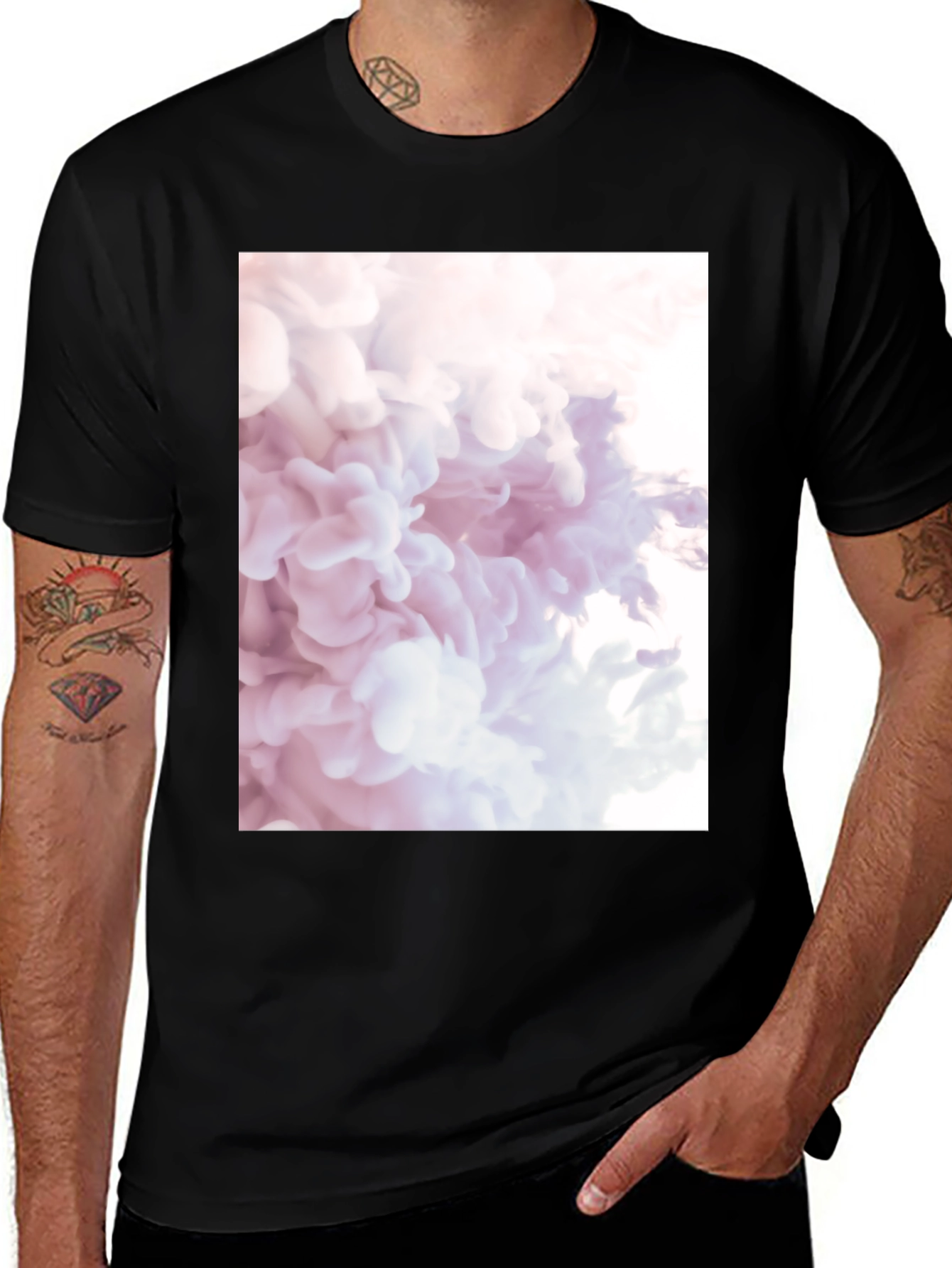 Variant 19 of Abstract Smoke Print Black T-Shirt
