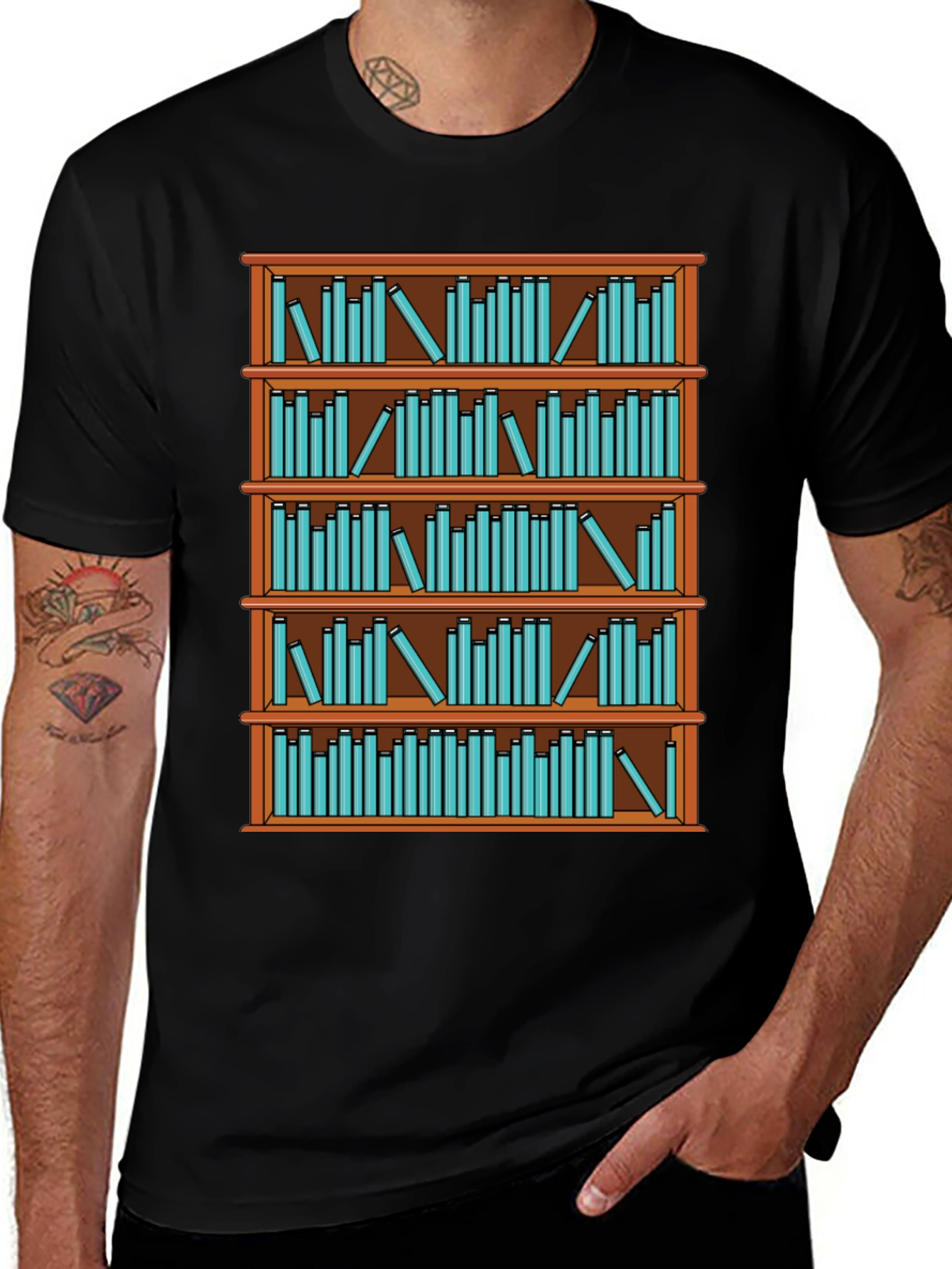 Book Shelf Graphic T-Shirt