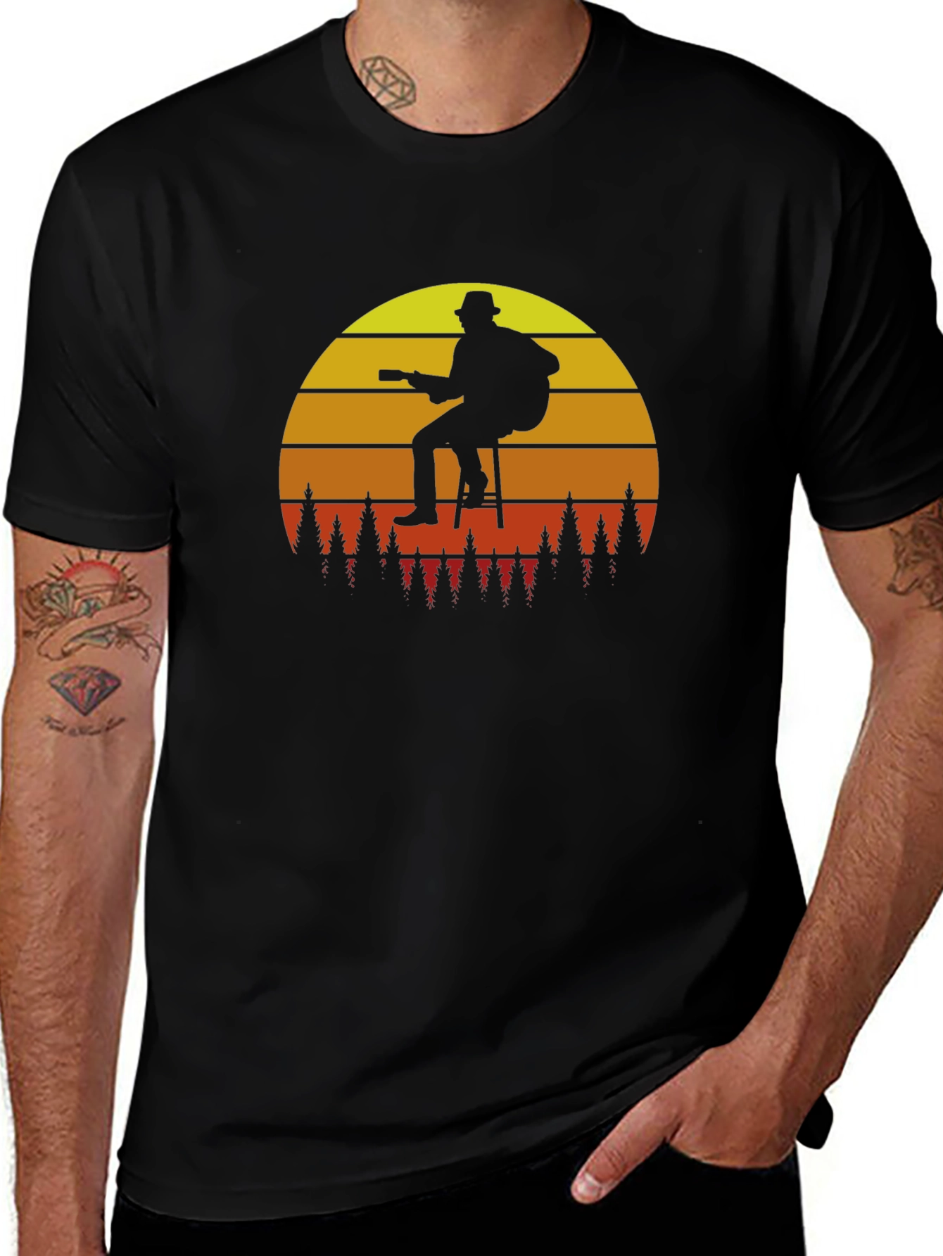 Variant 22 of Guitar Sunset T-Shirt - Black
