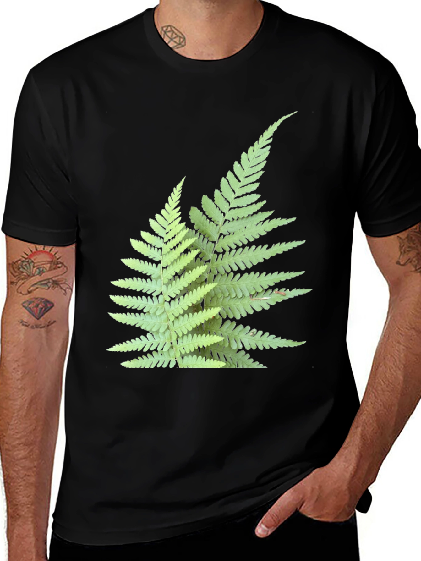Variant 8 of Fern Print Black T-Shirt