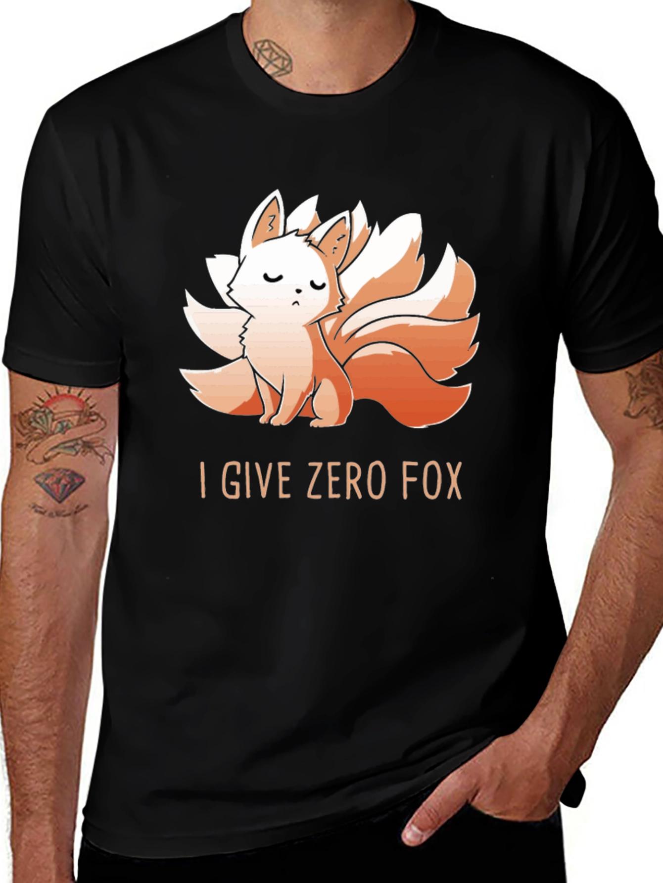 Variant 7 of I Give Zero Fox T-Shirt - Cute Anime Nine-Tailed Fox Design