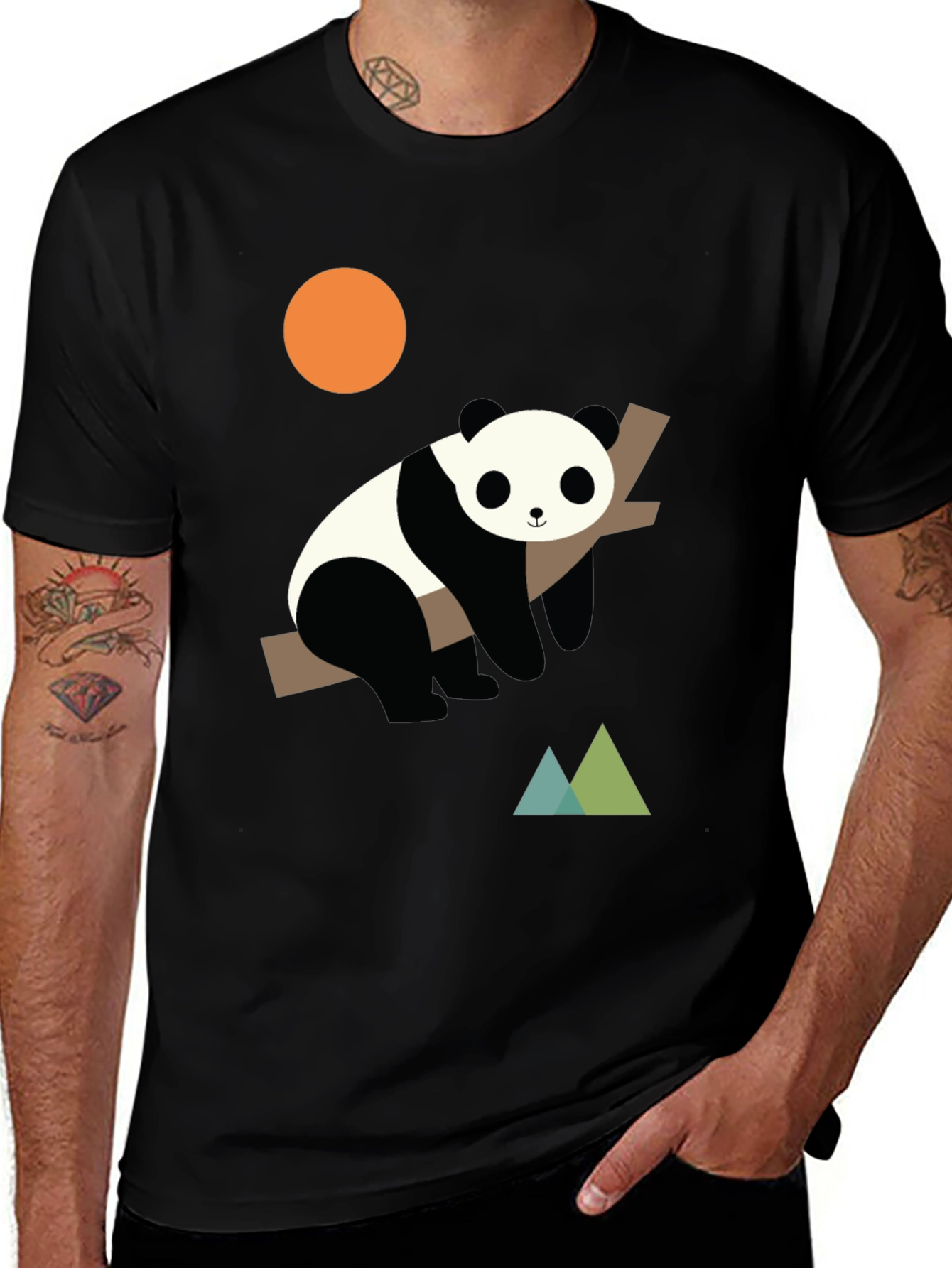 Variant 30 of Panda on Branch Graphic Tee - Modern Design