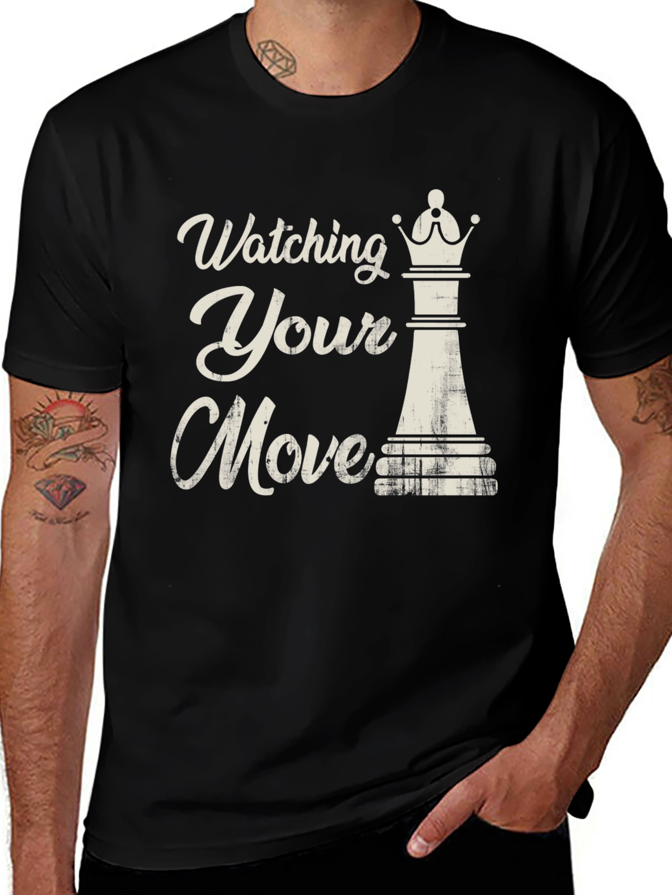 Variant 11 of Watching Your Move Chess Queen Black T-Shirt