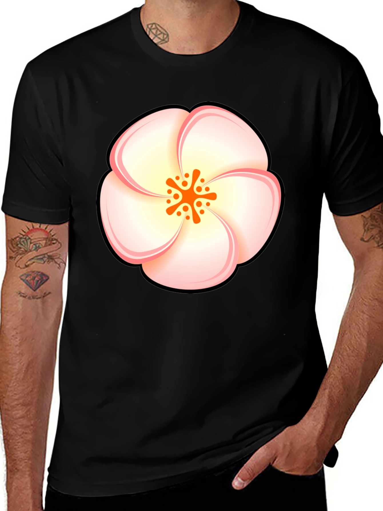 Variant 14 of Floral Graphic Print Black T-Shirt