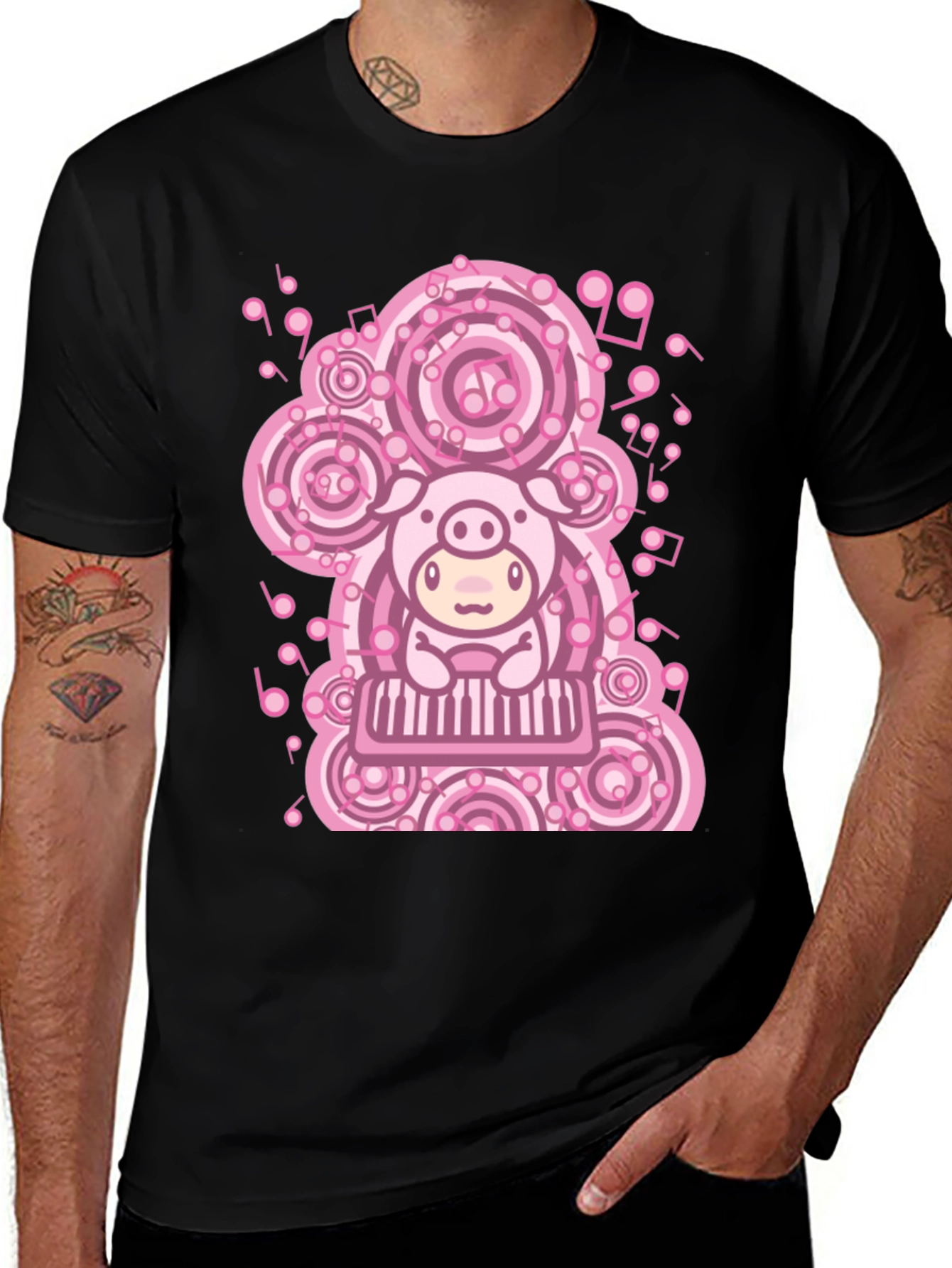 Variant 17 of Piano Pig Tee - Unique Music Lover's Gift