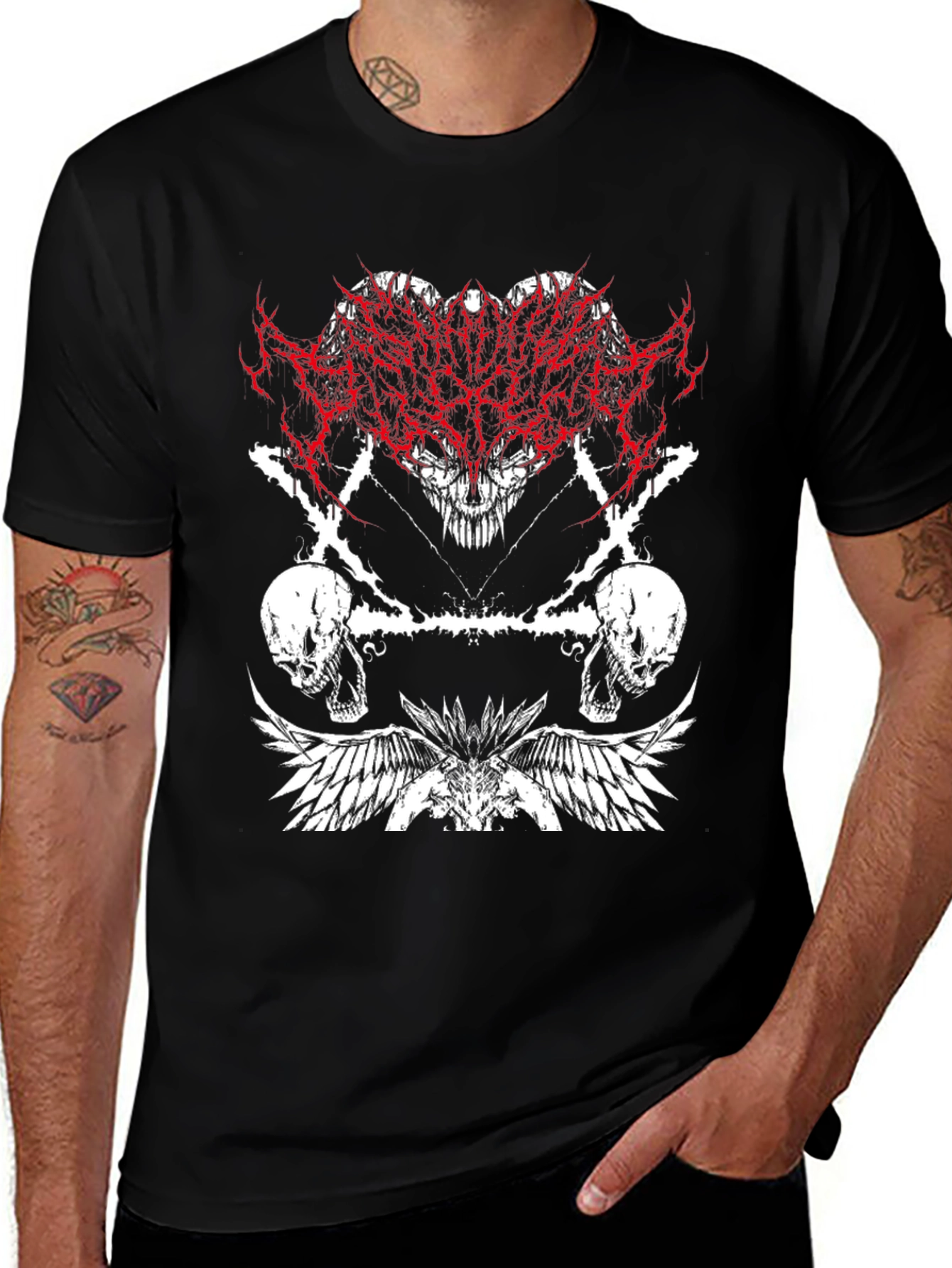 Variant 16 of Edgy Graphic Tee - Skulls & Wings