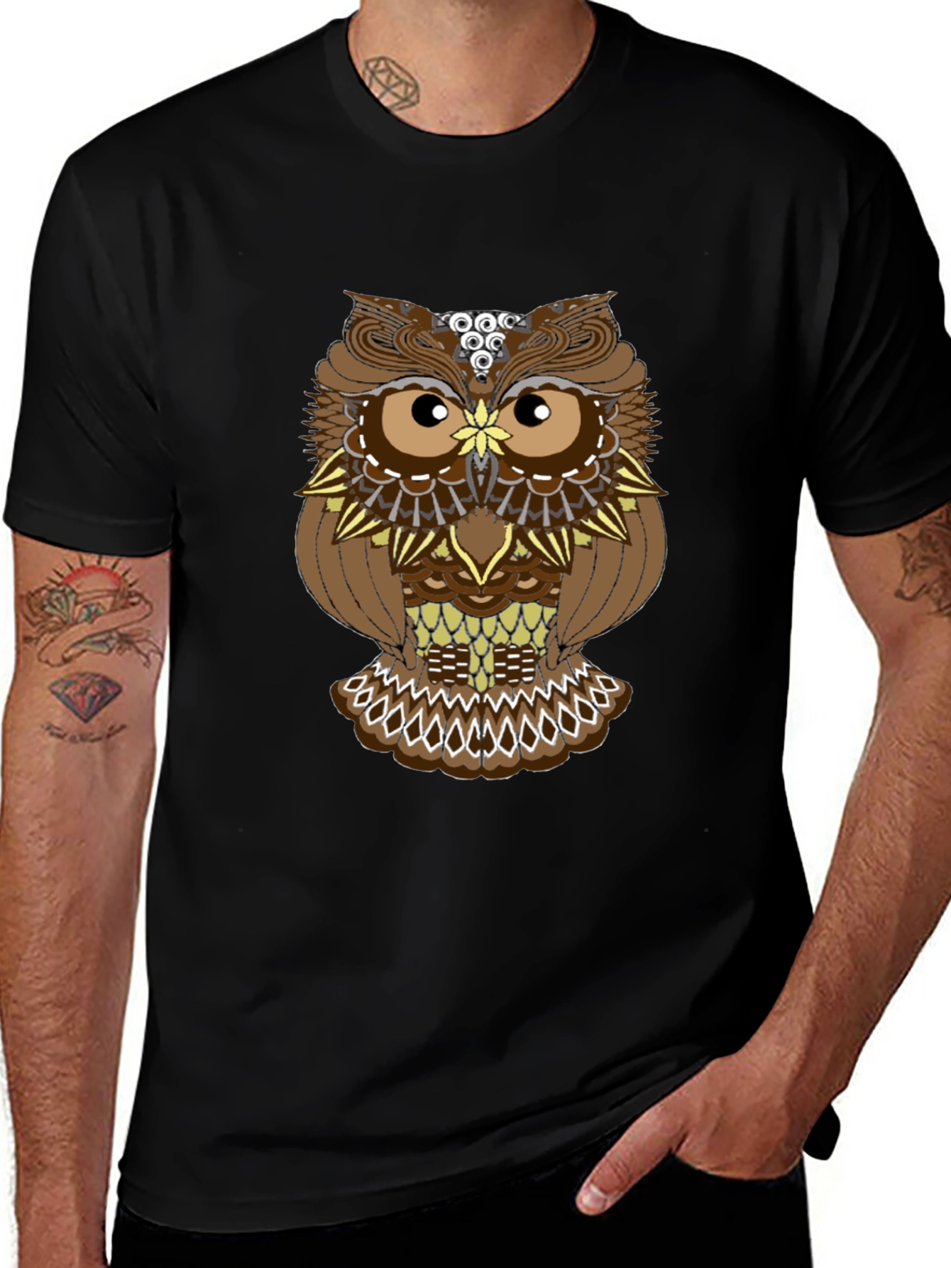 Variant 27 of Owl Graphic Print Black T-Shirt
