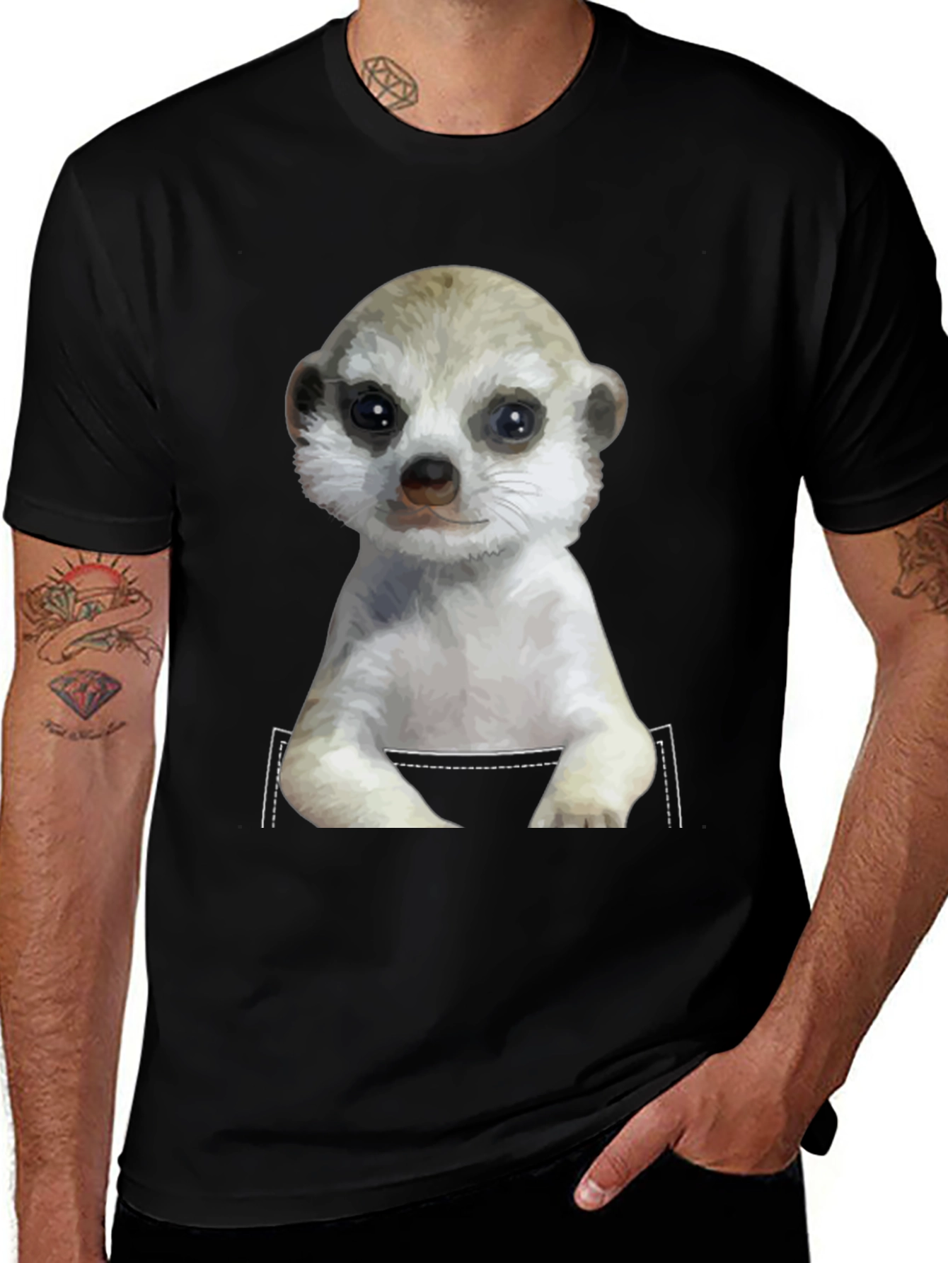 Variant 23 of Meerkat in Pocket T-Shirt - Novelty Design