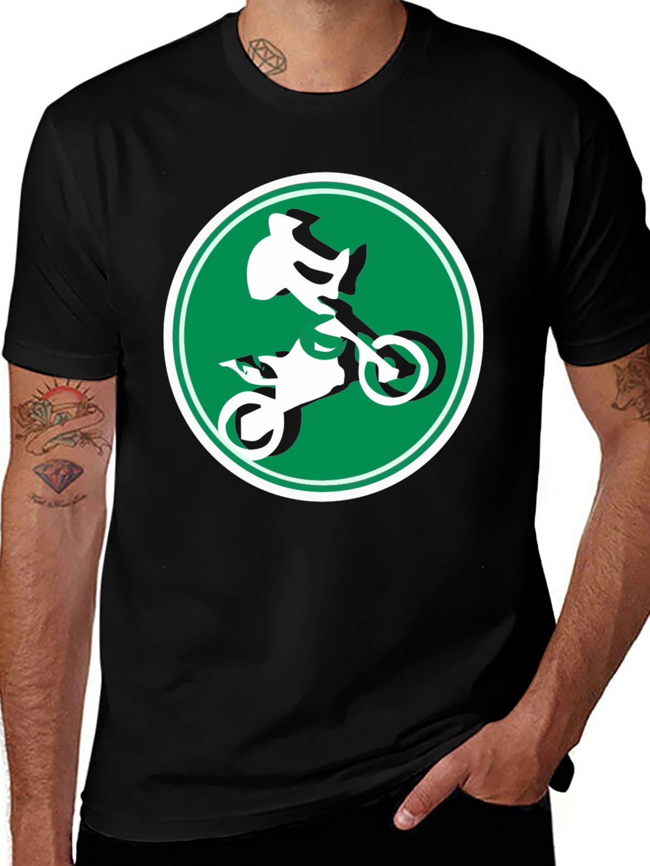 Variant 7 of Motocross Rider Graphic Tee - Black Cotton T-Shirt