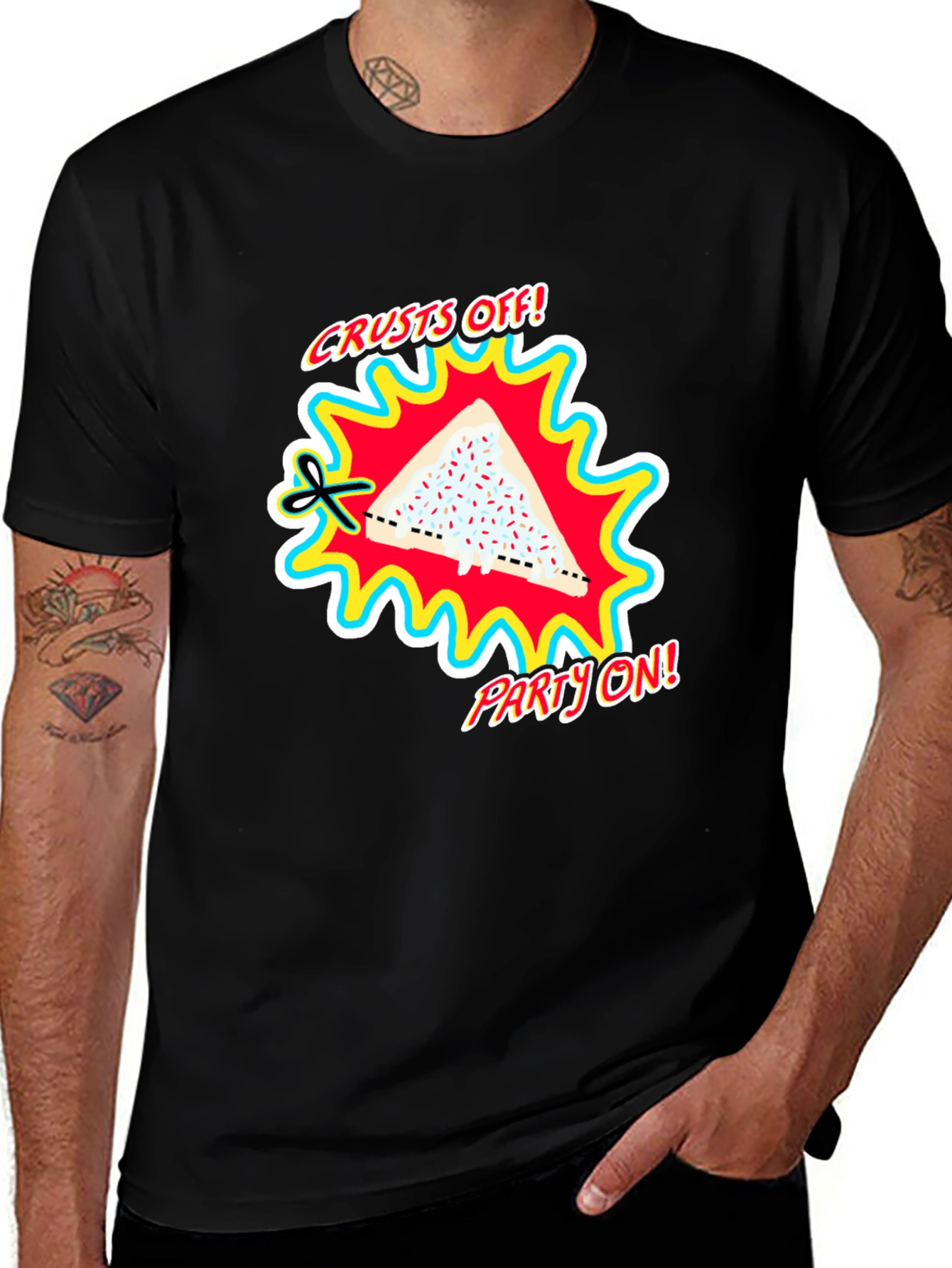 Black Crusts Off! Party On! Black Graphic Tee main image