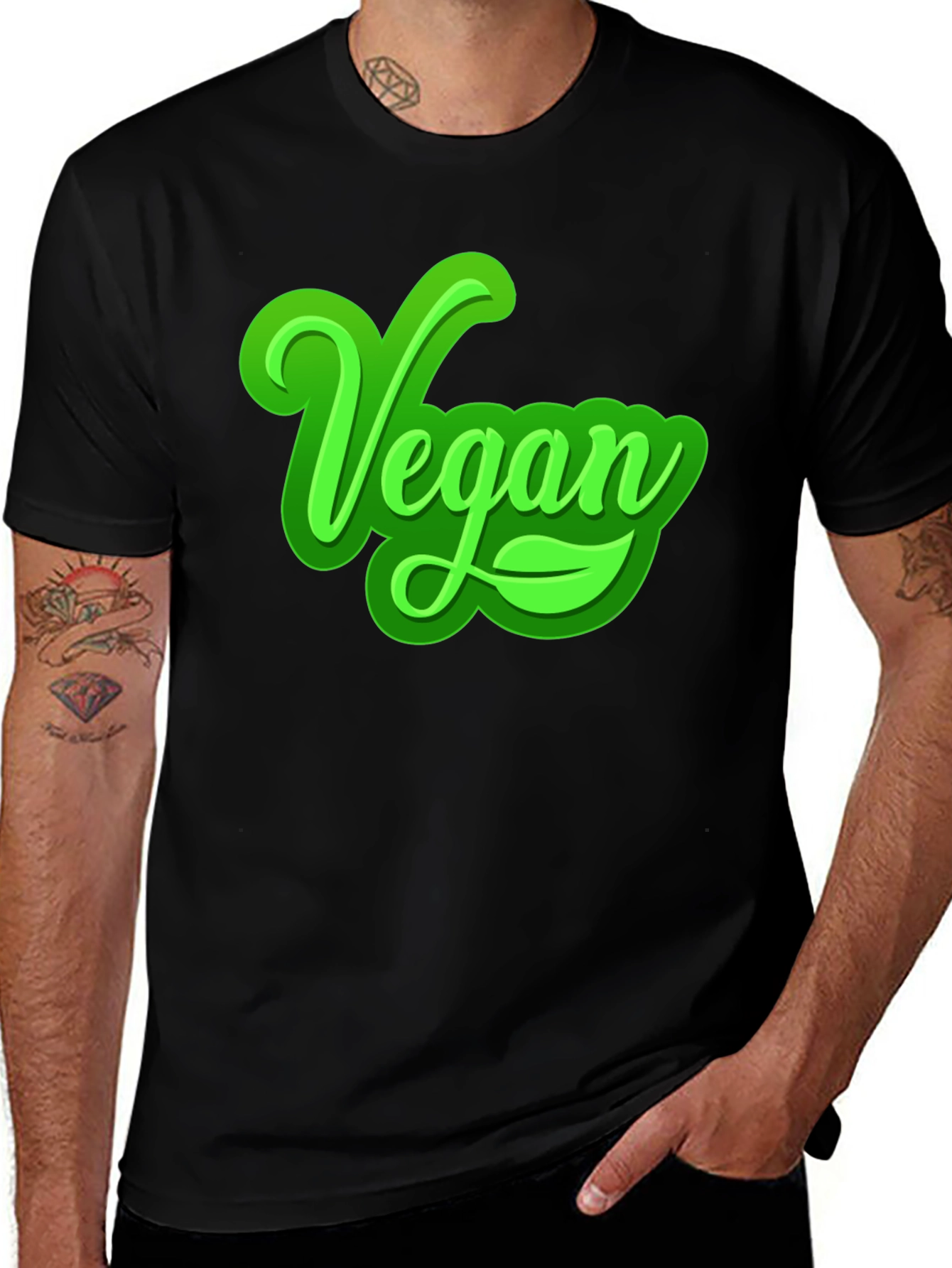Variant 17 of Vegan Graphic T-Shirt - Bold Green Lettering