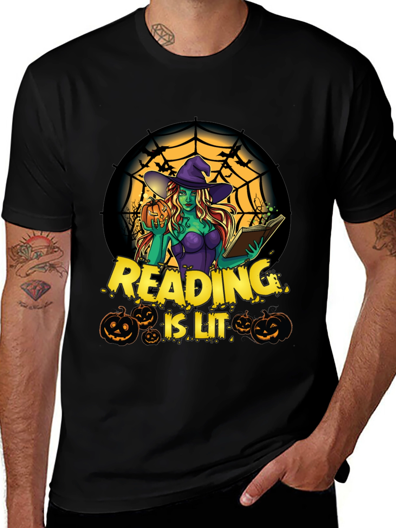 Reading is Lit Halloween Witch T-Shirt