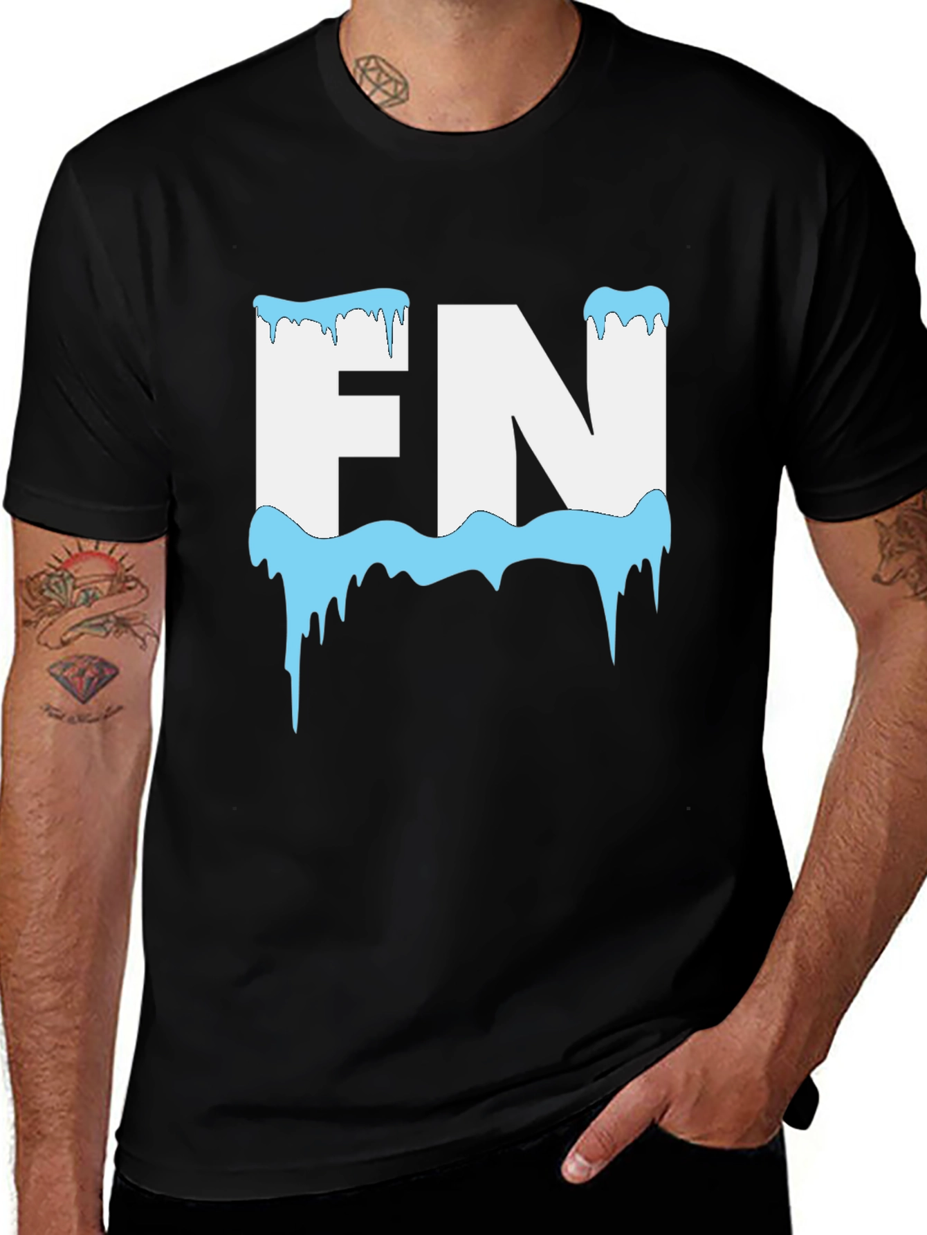 FN Icy Letter Graphic Black T-Shirt