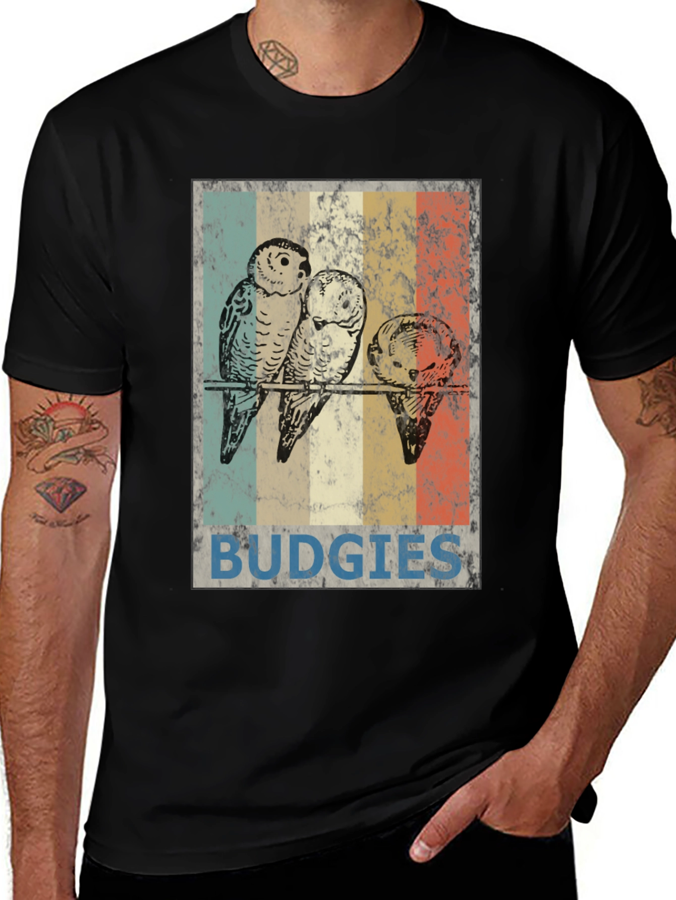 Variant 18 of Vintage Budgies T-Shirt - Cute Bird Lover Tee