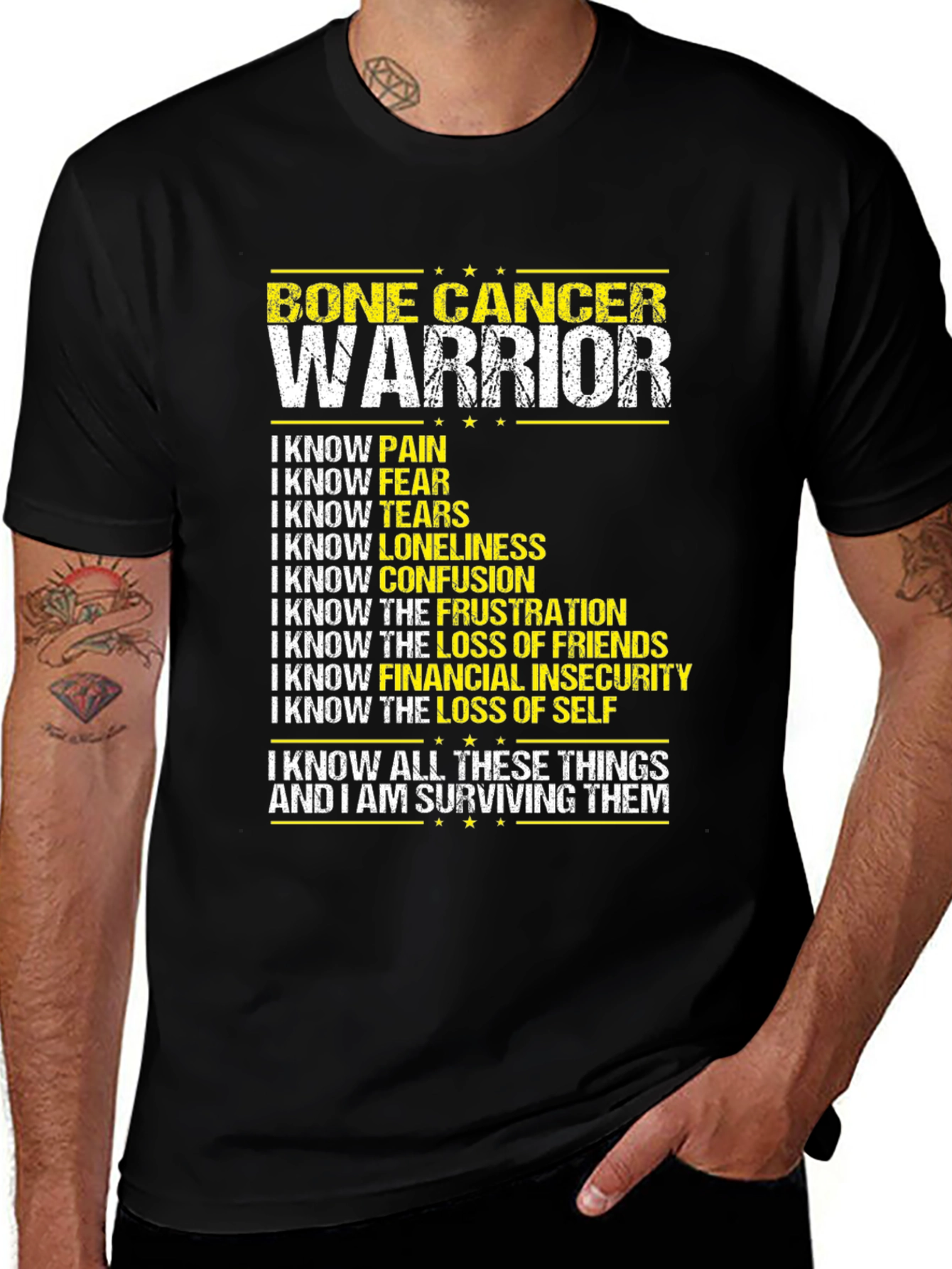 Bone Cancer Warrior Awareness T-Shirt - Surviving and Strong
