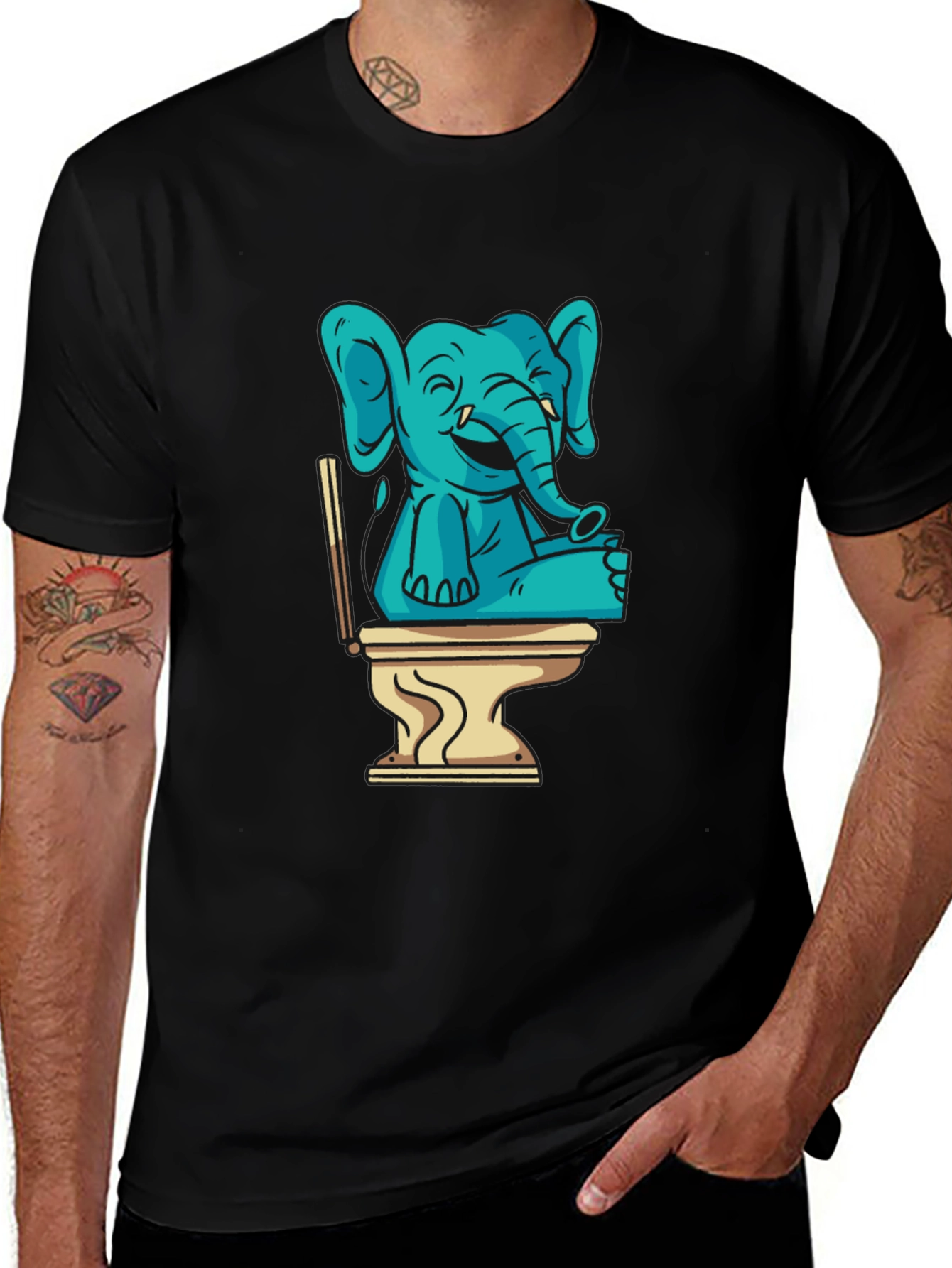 Variant 13 of Elephant on Toilet Graphic T-Shirt - Unisex Style