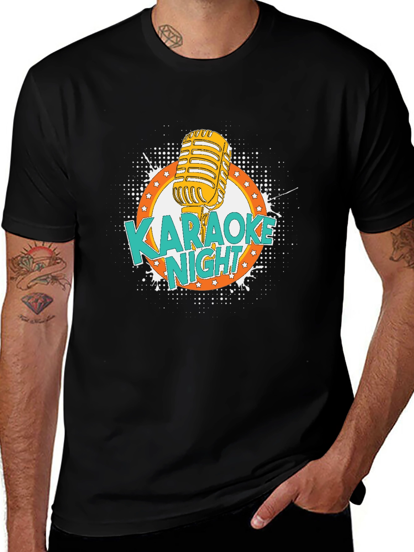 Variant 29 of Karaoke Night Graphic T-Shirt - Black