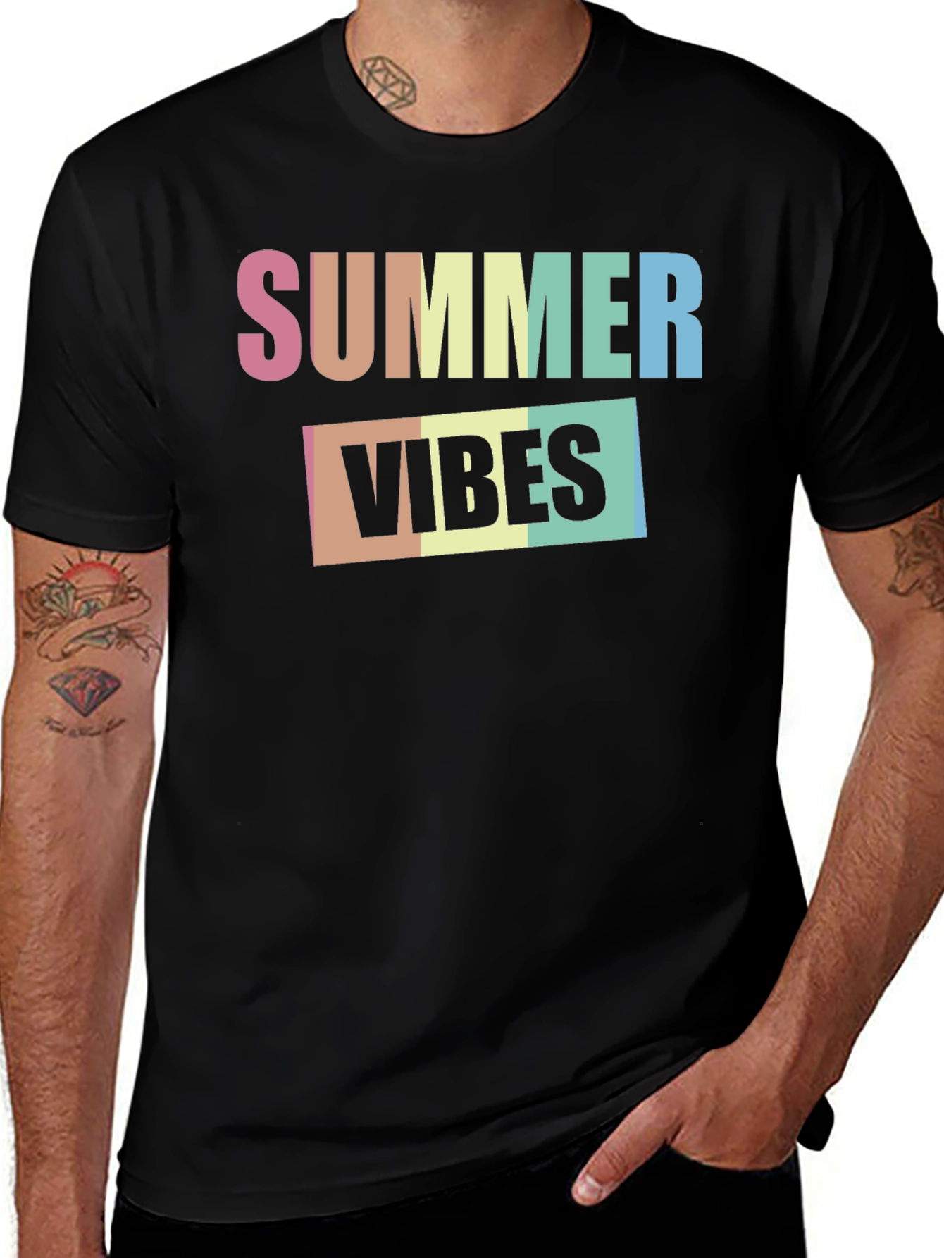 Variant 26 of Summer Vibes Black Graphic T-Shirt