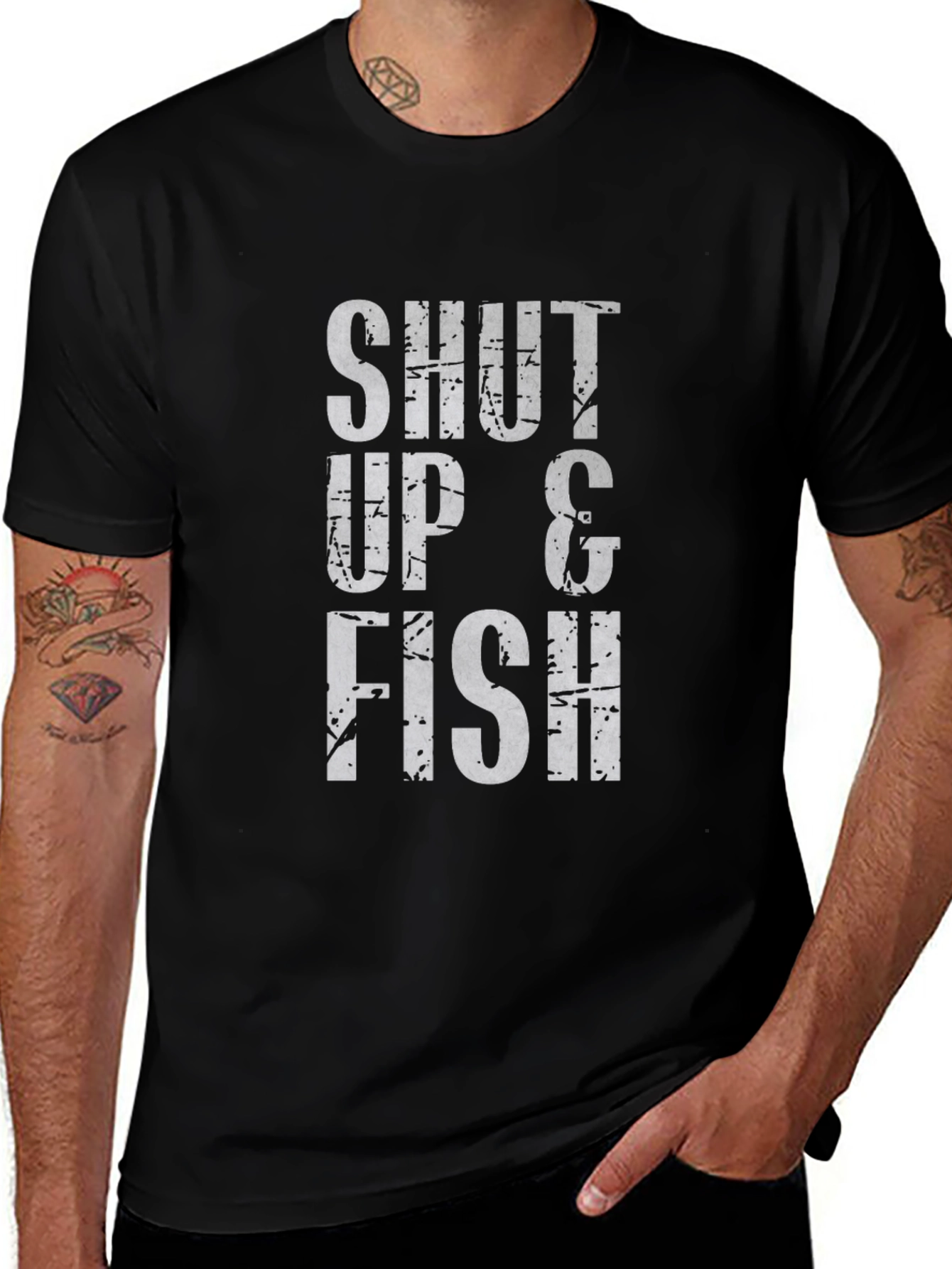 Variant 20 of Shut Up & Fish Graphic T-Shirt - Black