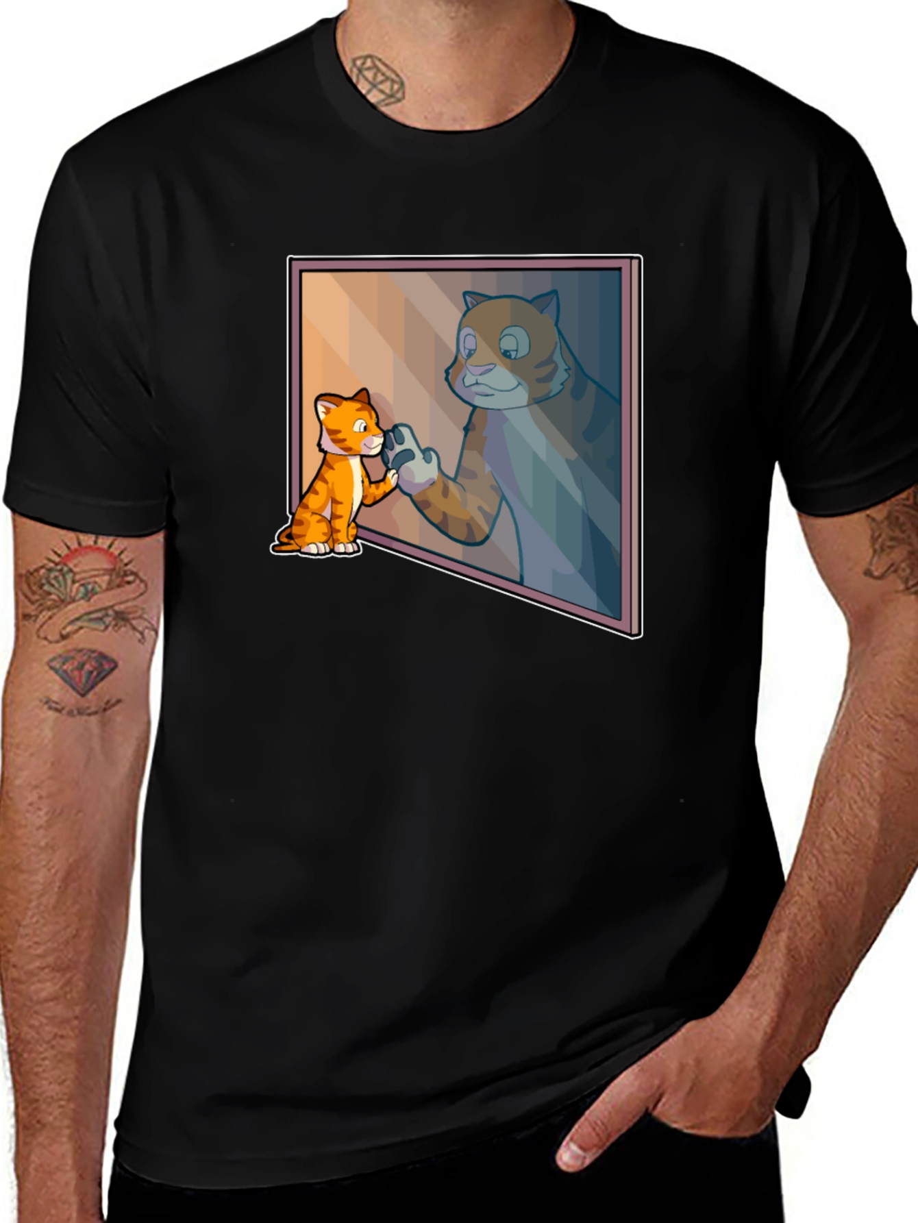 Variant 9 of Cat Mirror Image Graphic Tee - Funny Animal T-Shirt