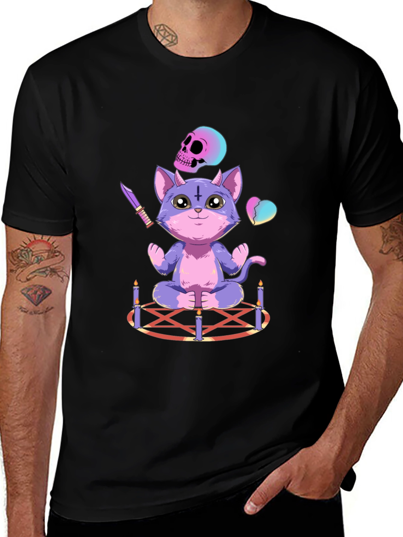 Variant 26 of Mystic Cat T-Shirt - Occult Kitten Design