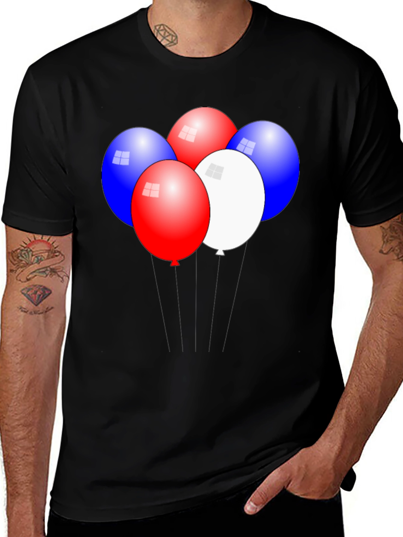 Variant 7 of Patriotic Balloons Graphic Tee - Red, White, and Blue Fun!