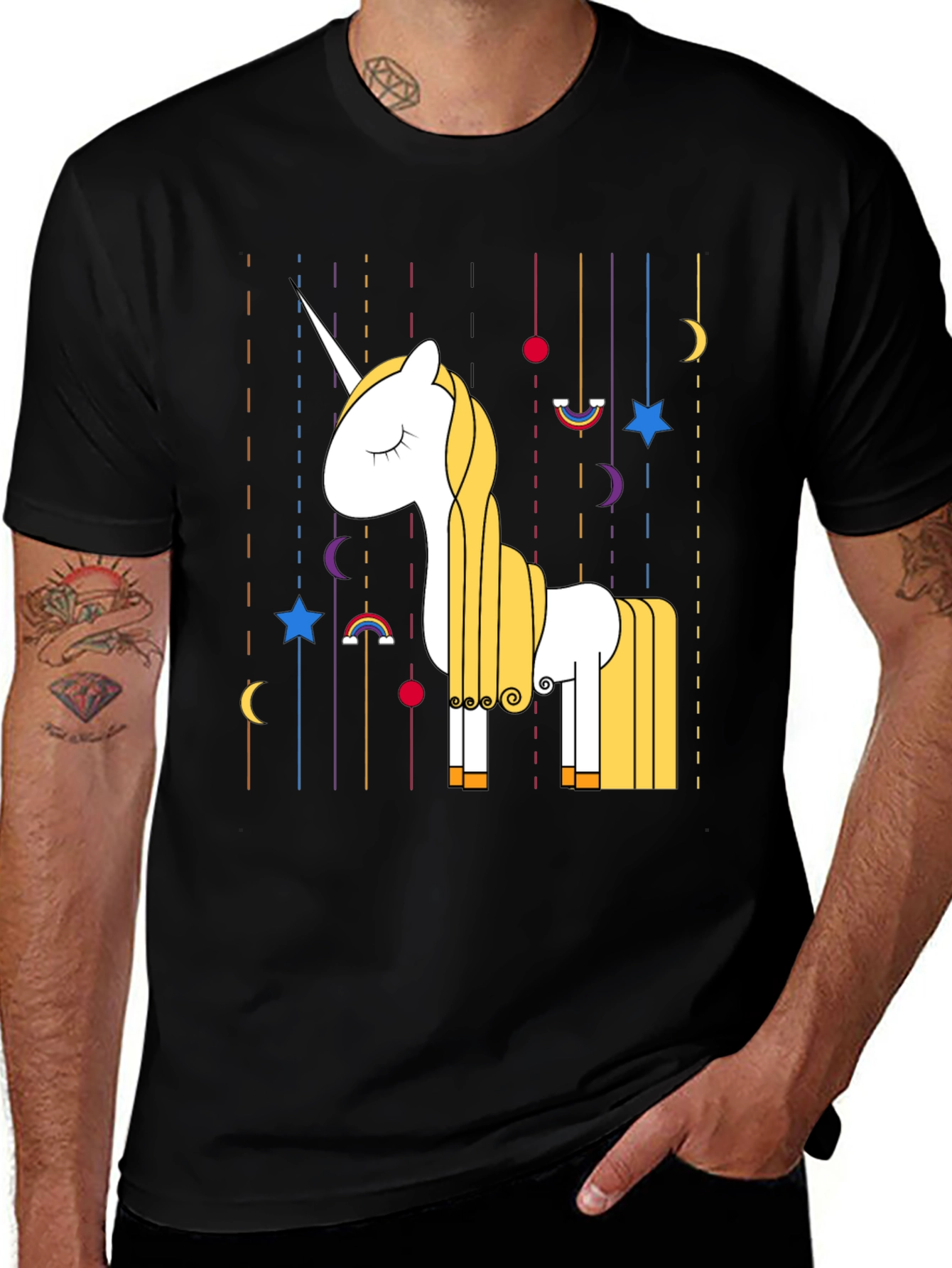 Variant 23 of Unicorn Graphic Black T-Shirt