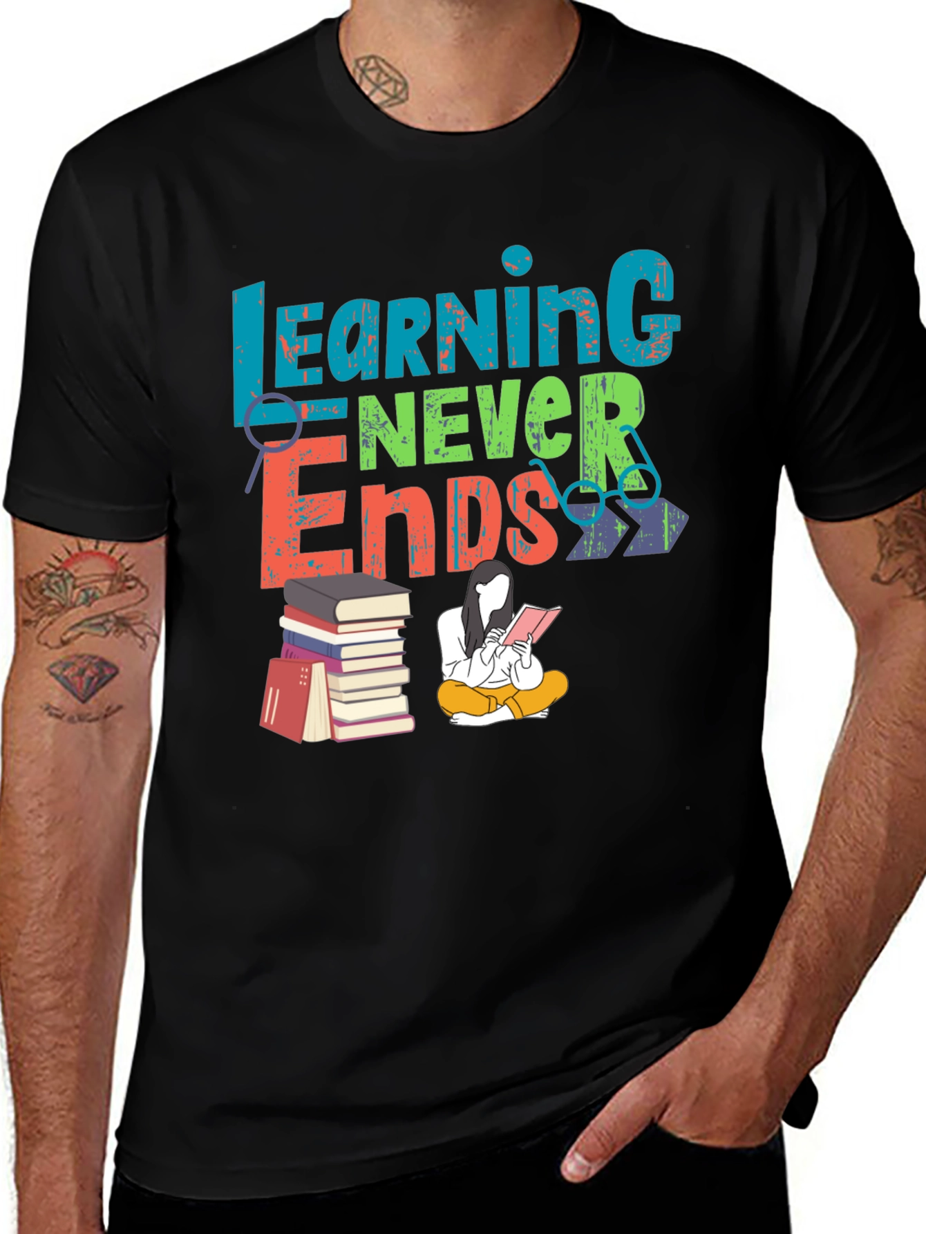 Learning Never Ends Graphic T-Shirt