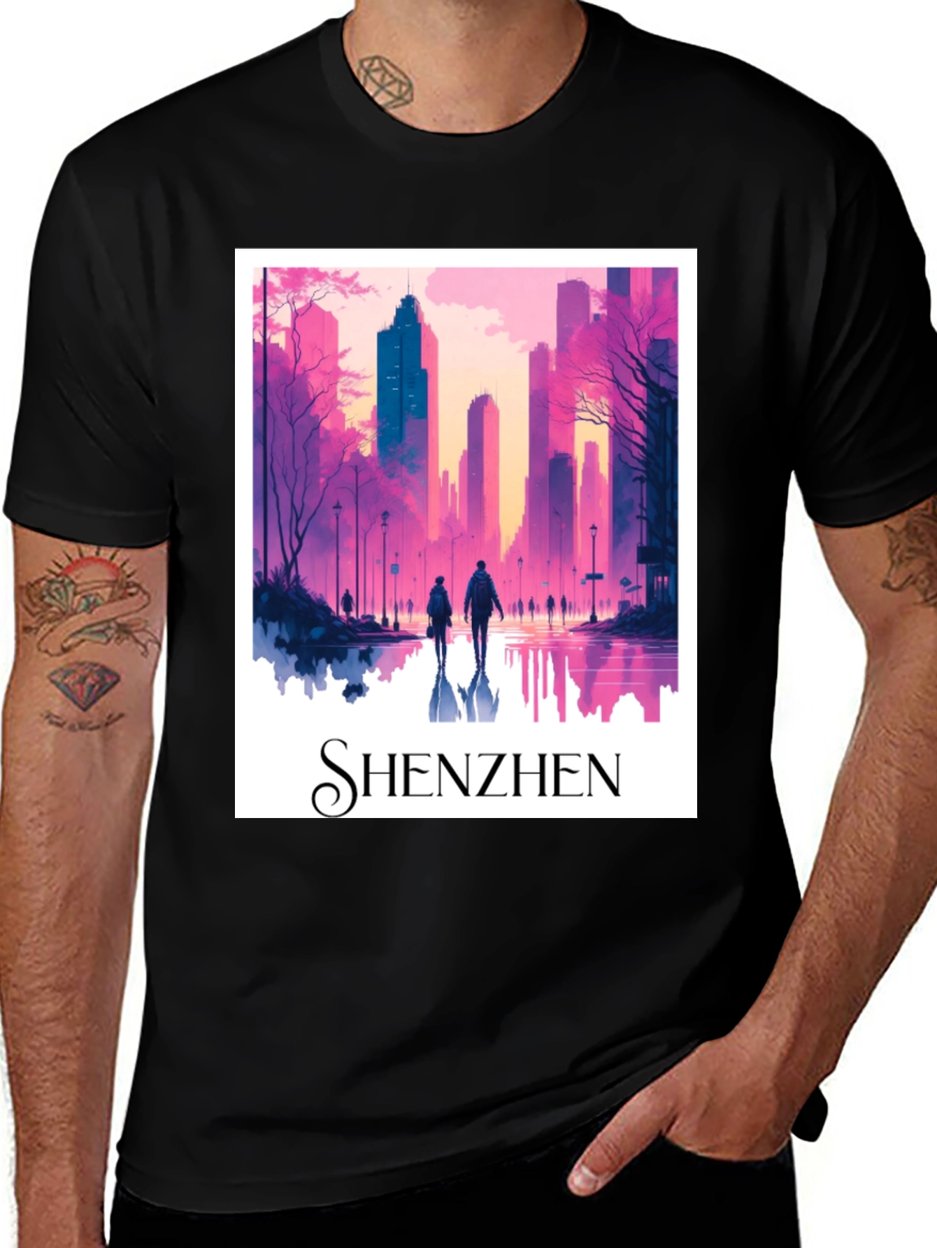 Shenzhen Cityscape Graphic Tee - Stylish Unisex T-Shirt